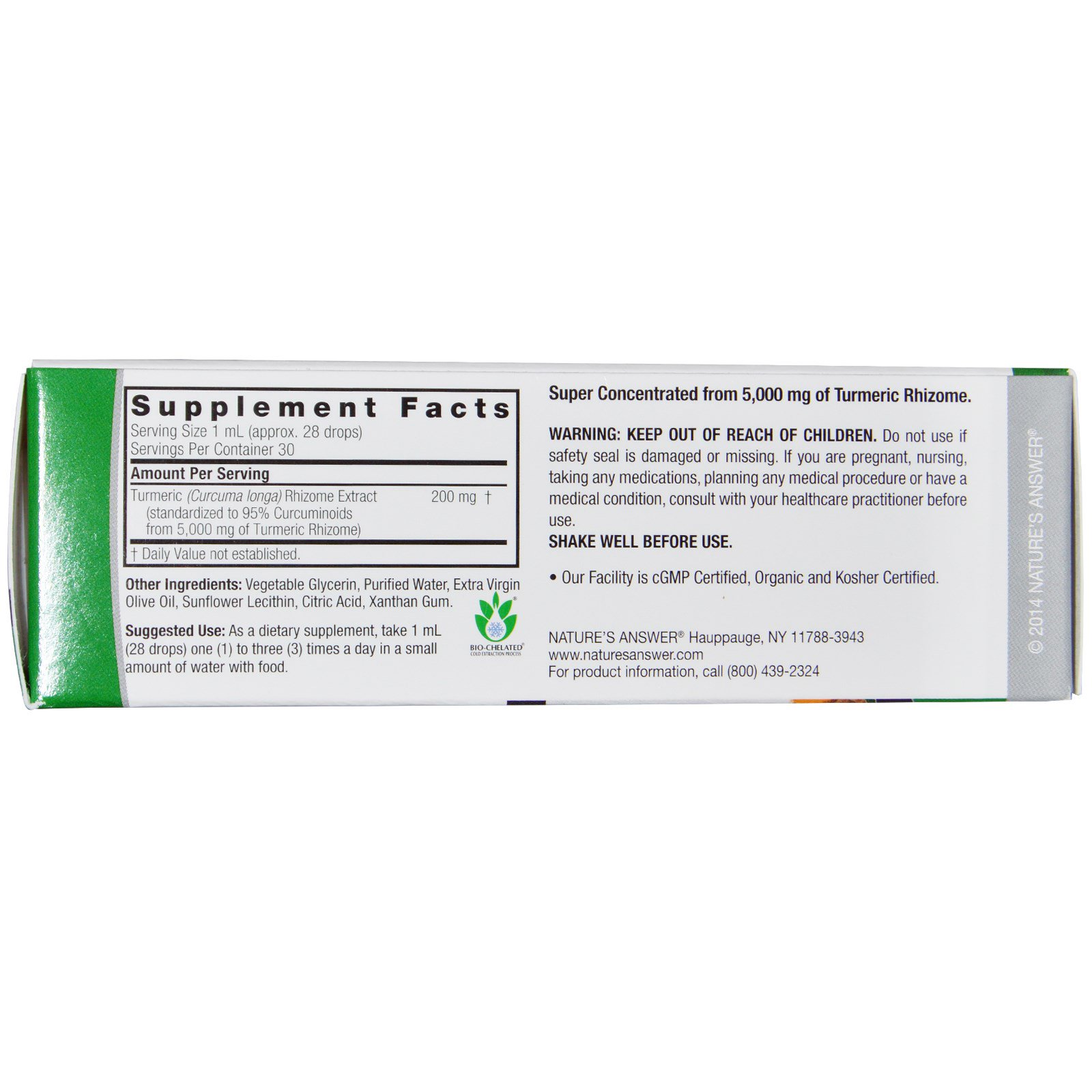 Comprar Nature's Answer, Tumérico-3, Sem Álcool, 5.000 mg, 1 fl oz (30 ml) - Imagem 2