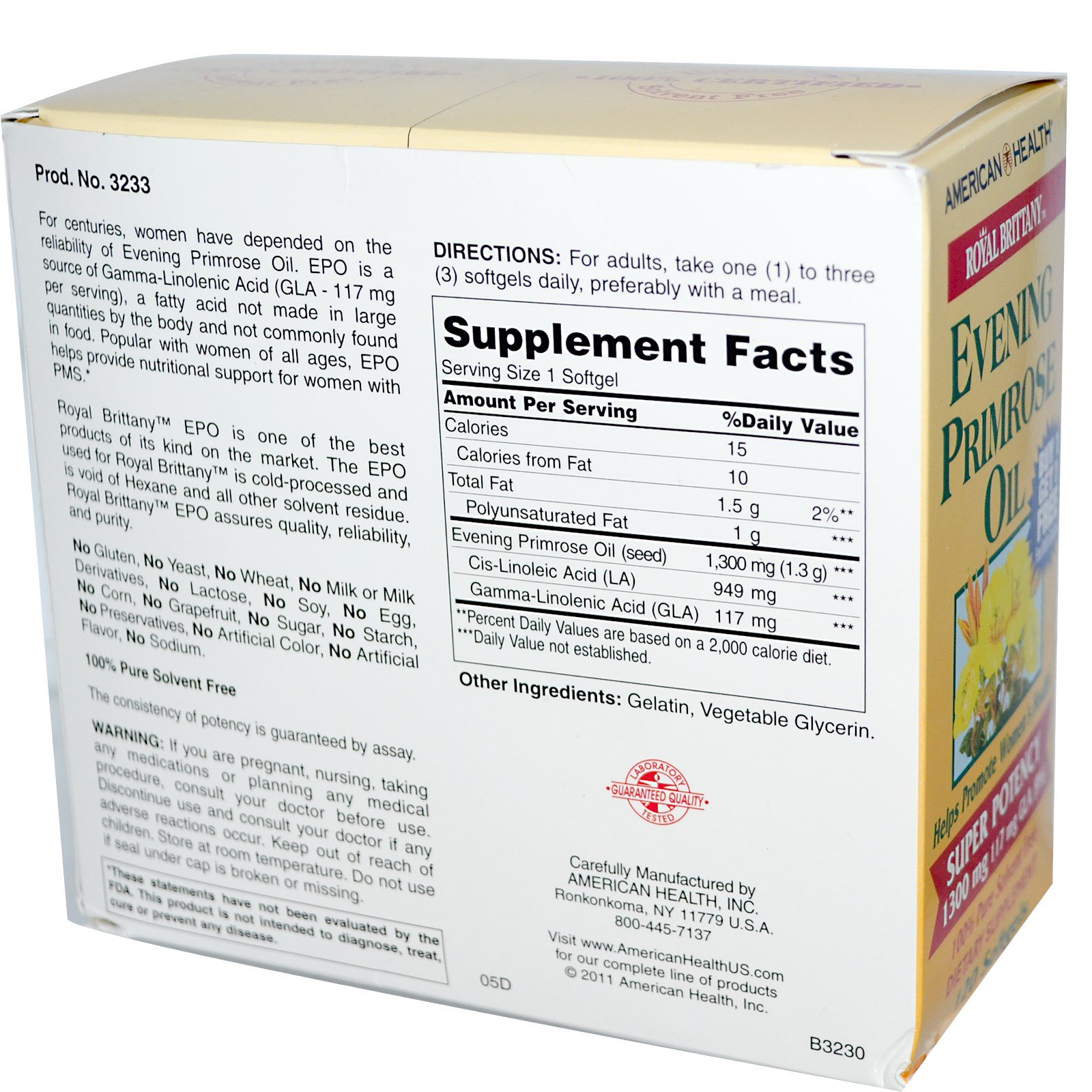 Comprar American Health, Royal Brittany, Óleo de Prímula, 1300 mg, 2 Frascos, 120 Softgels Cada - Imagem 2