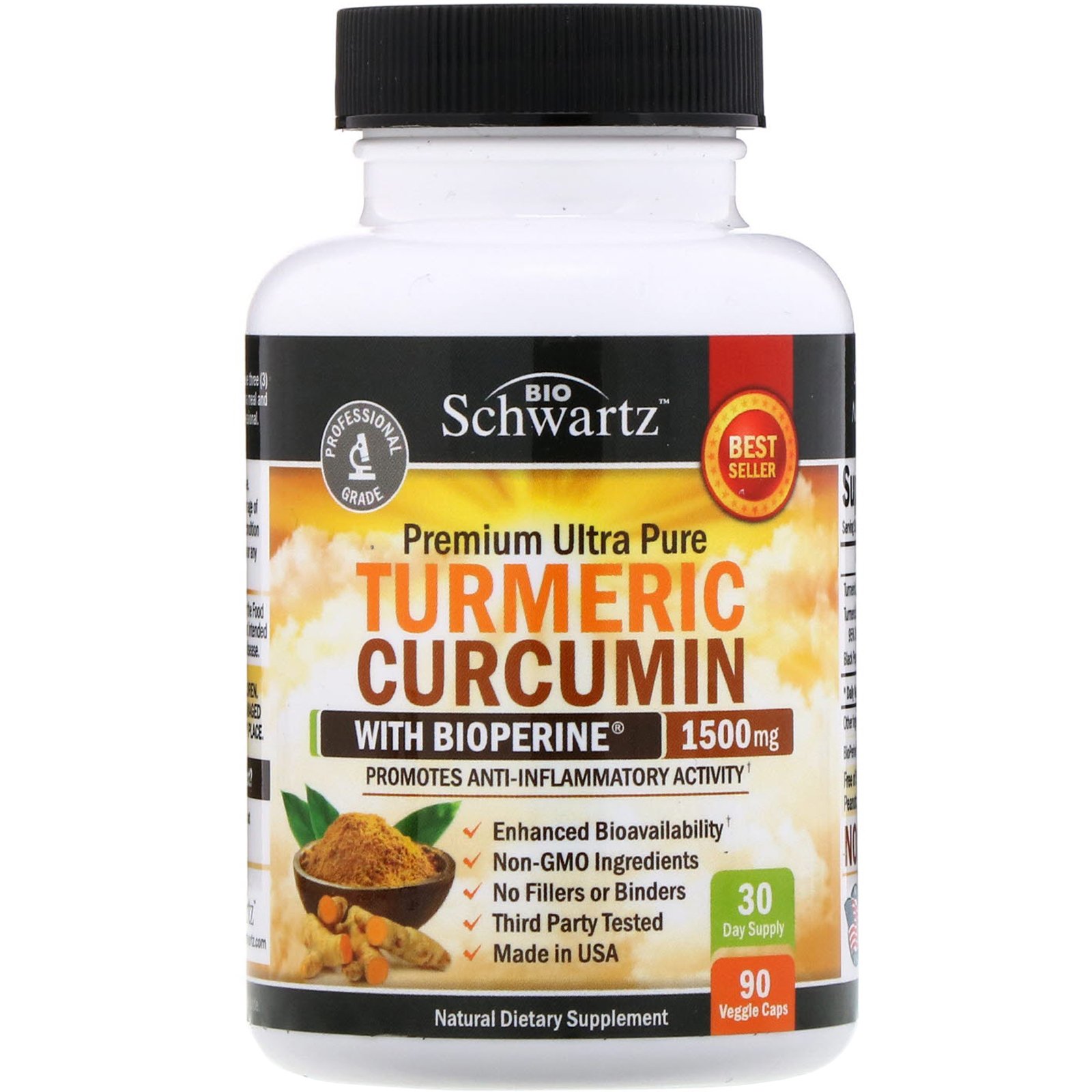 Comprar BioSchwartz, Curcumina de Cúrcuma Premium Ultra Pura com Bioperina, 1.500 mg, 90 Cápsulas Vegetais - Imagem 3