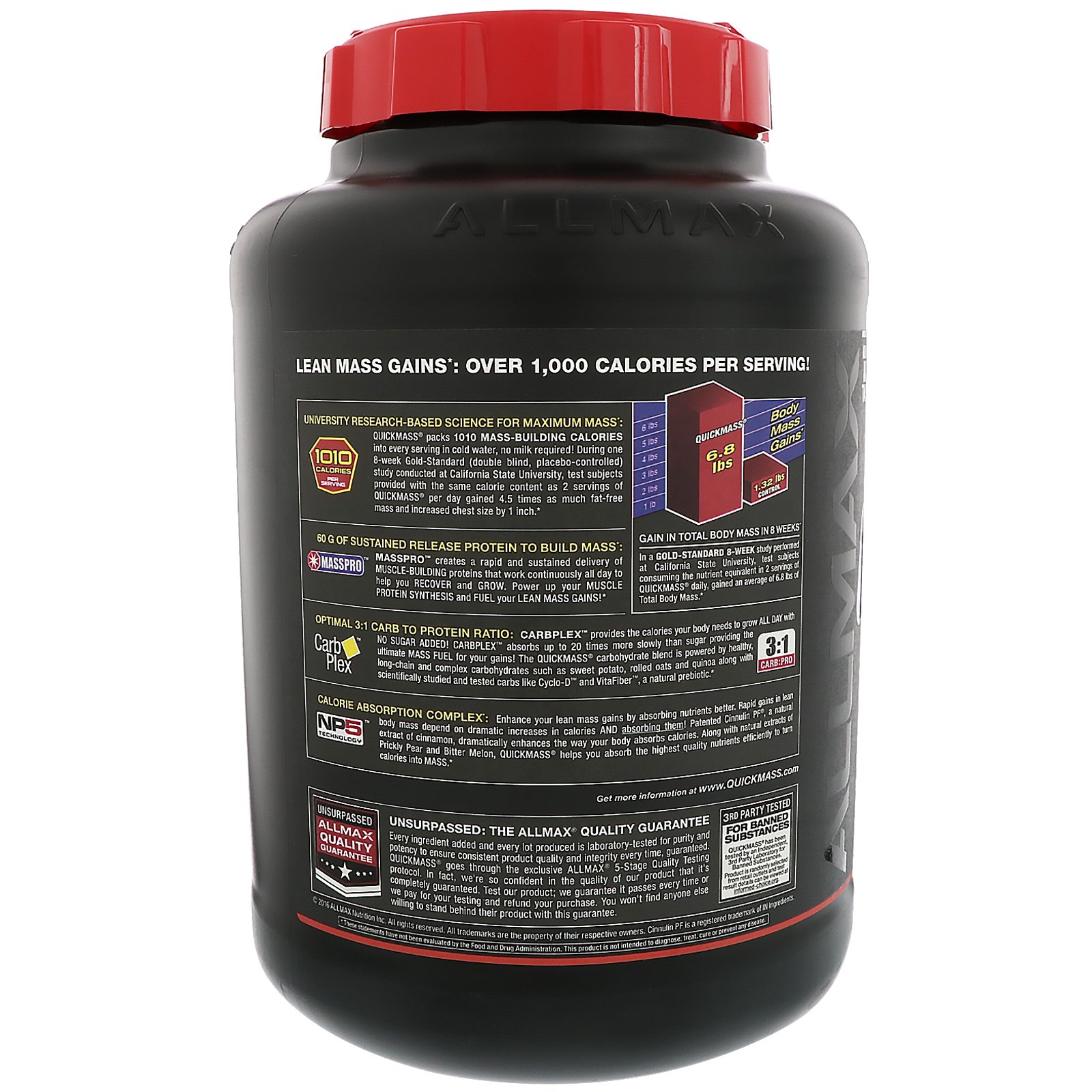 Comprar ALLMAX Nutrition, QuickMass, Catalizador para Ganho Rápido de Massa, Chocolate e Manteiga de Amendoim, 6 lbs (2,72 kg) - Imagem 3