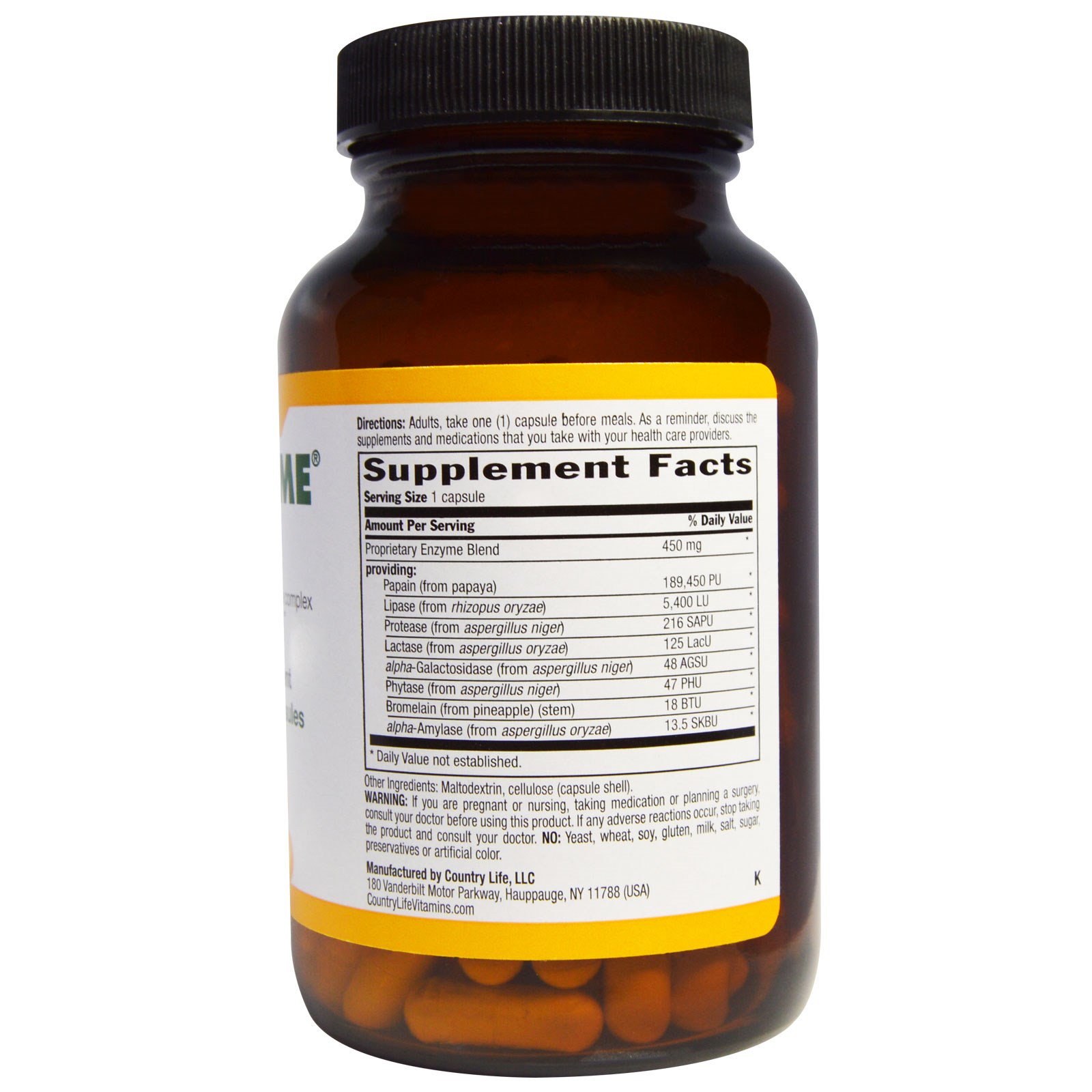 Comprar Country Life, Cápsulas Maxi-Zyme, 120 Cápsulas Vegetais - Imagem 2