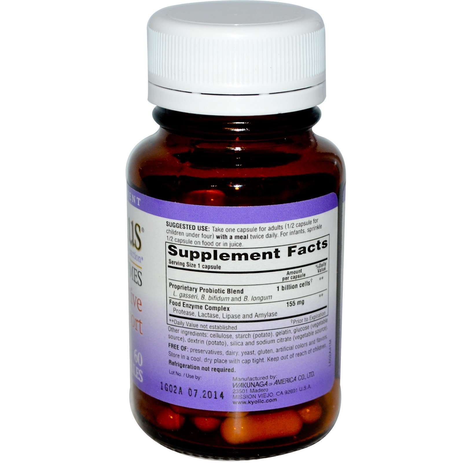 Comprar Kyolic, Kyo Dophilus, Enzimas Probióticas Plus, 60 Cápsulas - Imagem 2
