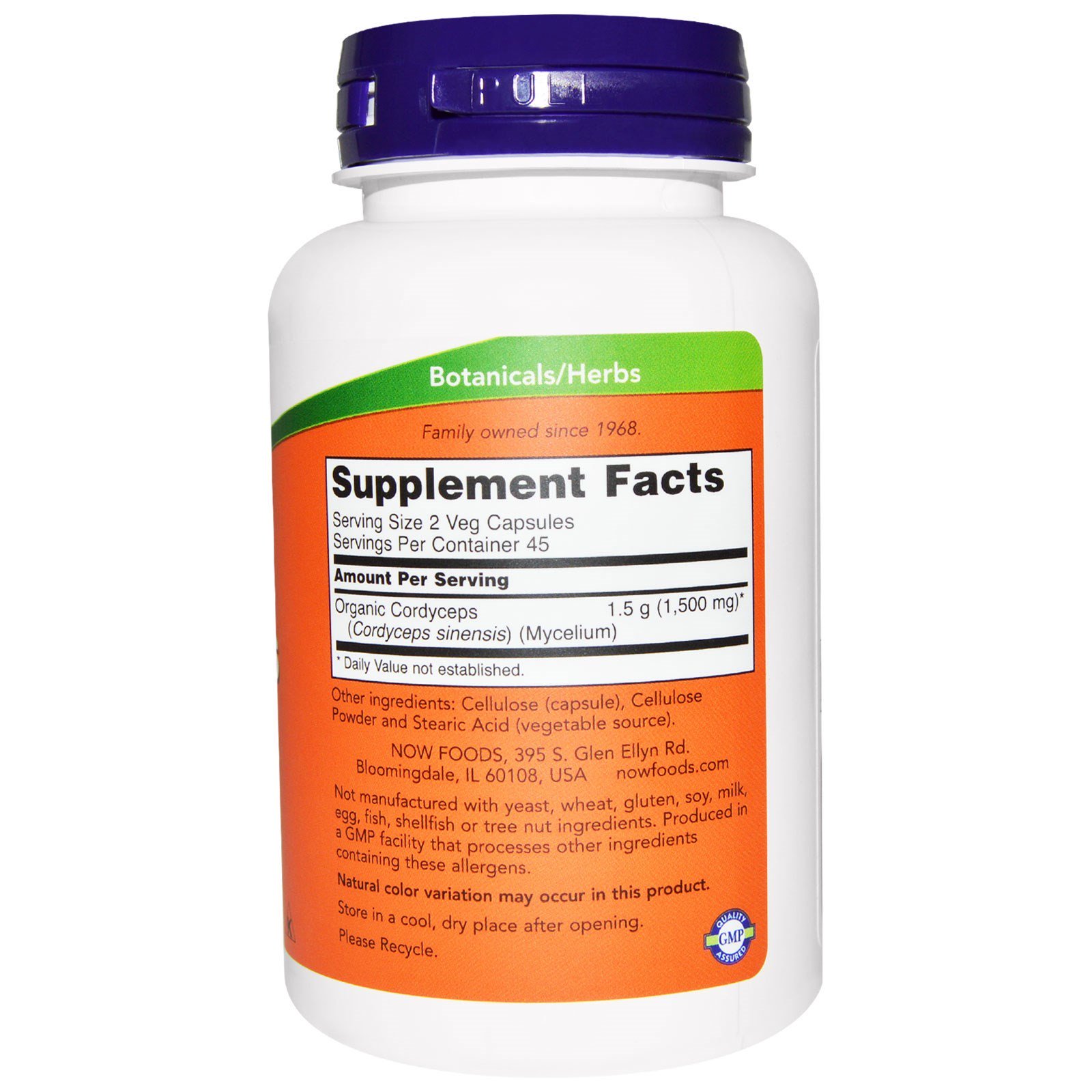 Comprar Now Foods, Cordyceps, 750 mg, 90 Cápsulas Vegetais - Imagem 2