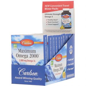 Comprar Carlson Labs, Maximum Omega 2000, Natural Lemon Flavor, 2,000 mg, 10 Pack, 10 Soft Gels Each
