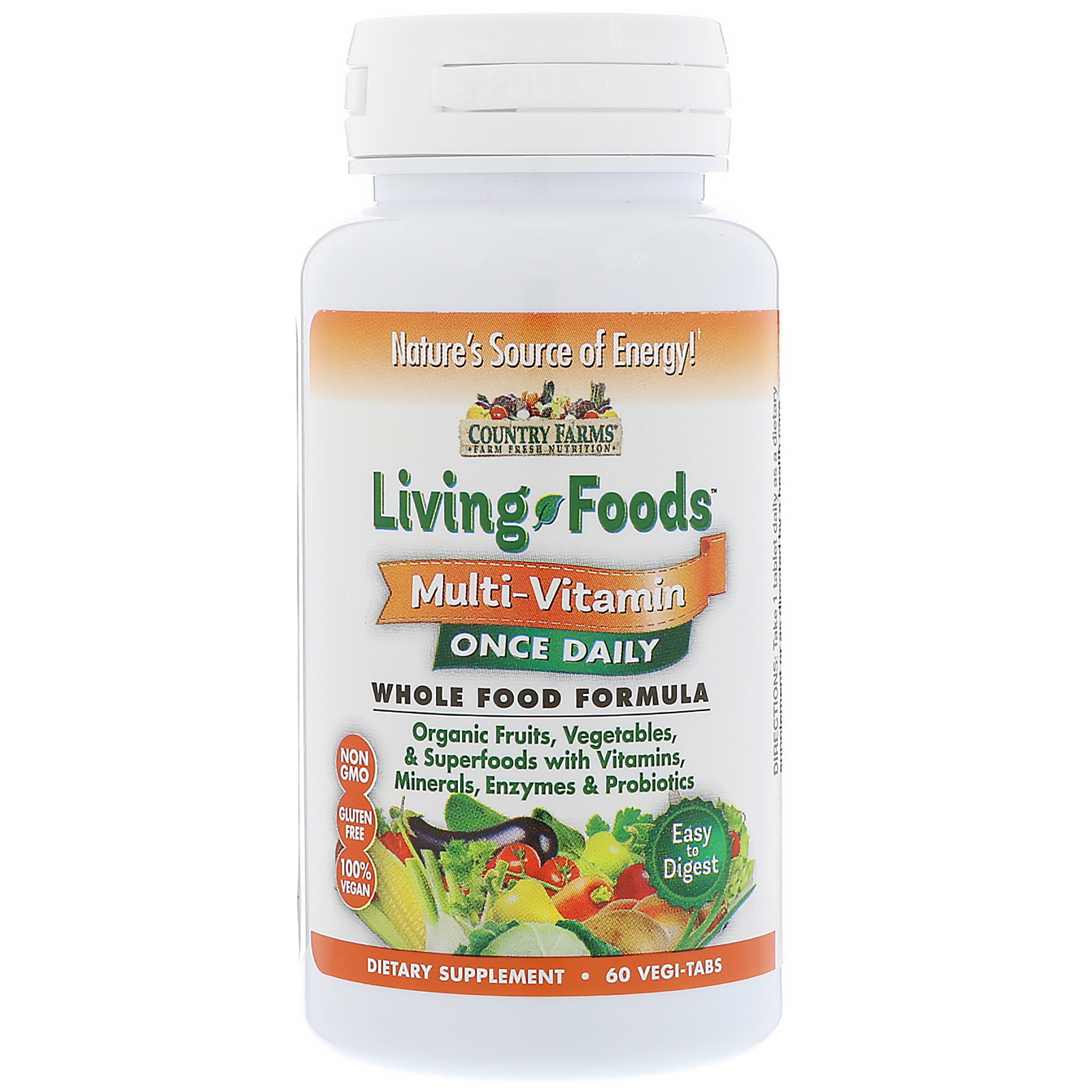 Comprar Country Farms, Living Foods, Multivitamínico Diário, 60 Comprimidos Vegetarianos - Imagem 3
