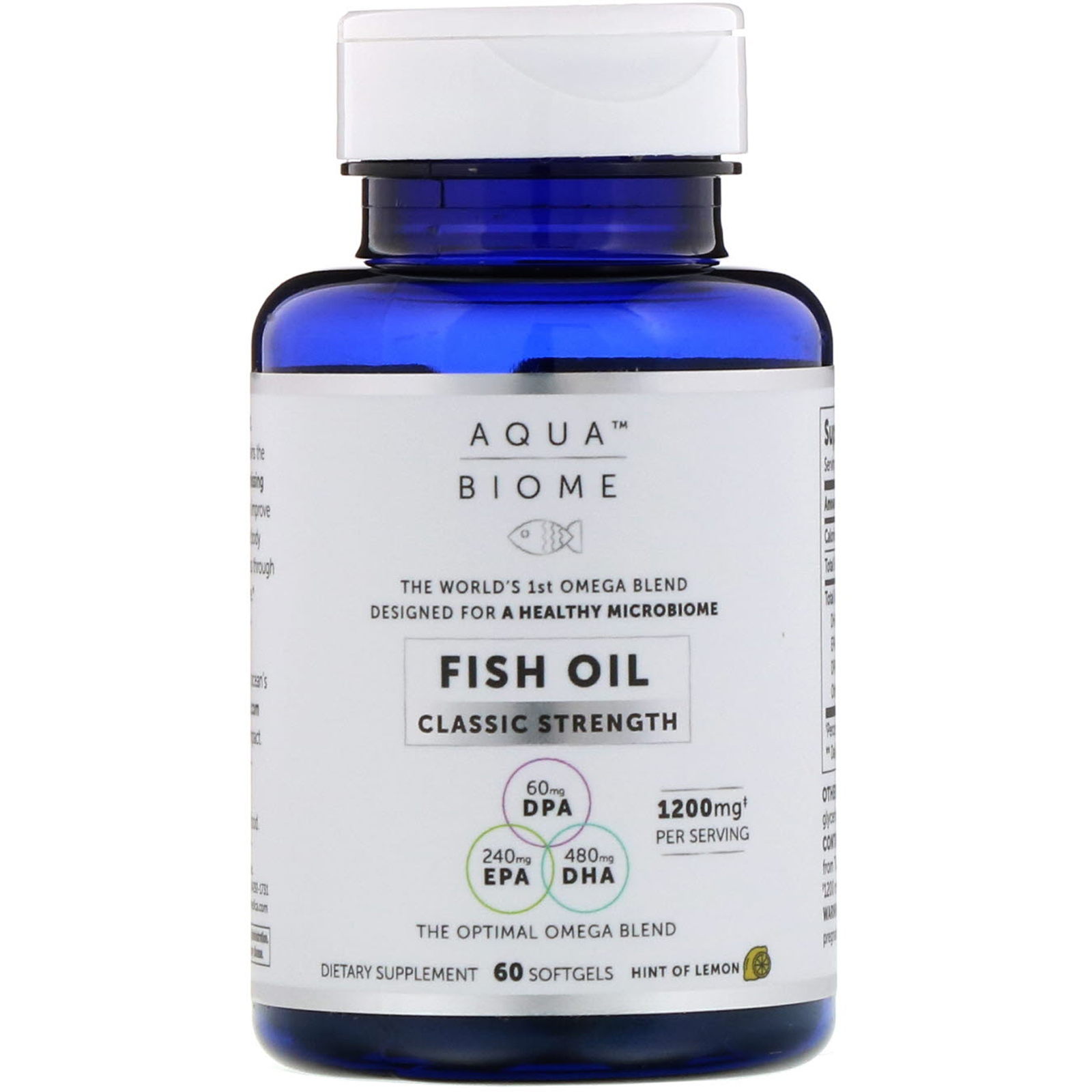 Comprar Enzymedica, Aqua Biome, Fish Oil, Classic Strength, Lemon Flavor, 1,200 mg, 60 Softgels - Imagem 3