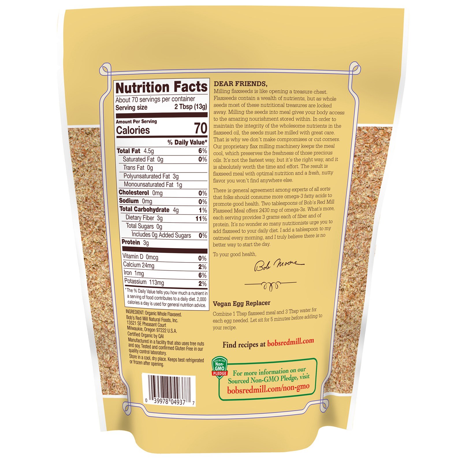 Comprar Bob's Red Mill, Organic Flaxseed Meal, Whole Ground, 32 oz (907 g) - Imagem 2
