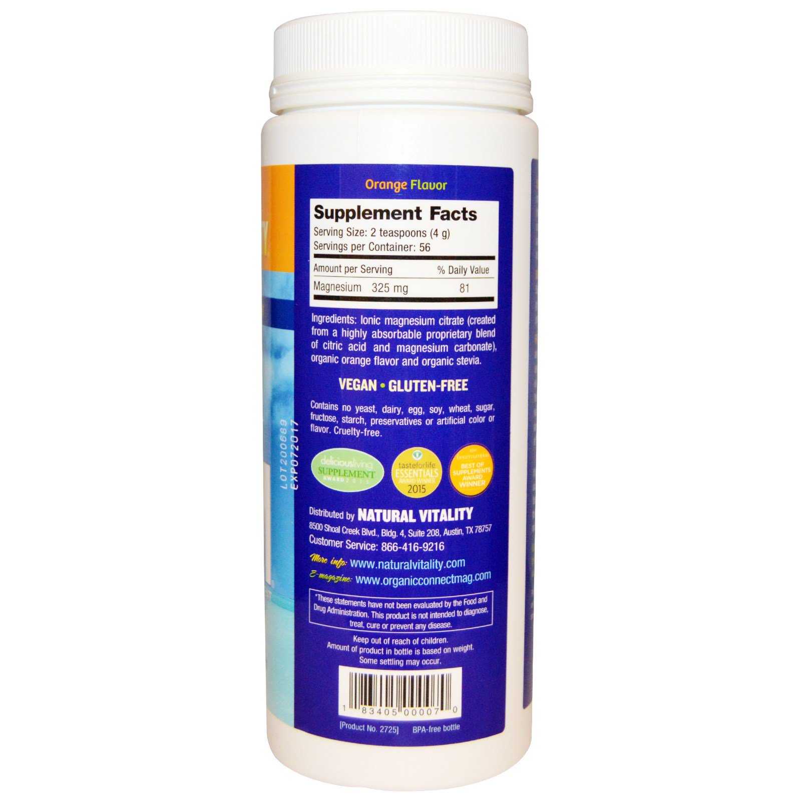 Comprar Natural Vitality, Natural Calm, o Drink Anti-Estresse, Sabor Laranja, 8 oz (226 g) - Imagem 2