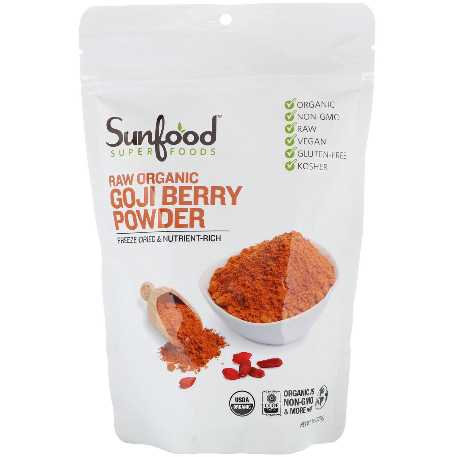 Comprar Sunfood, Raw Organic Goji Berry Powder, 8 oz (227 g)