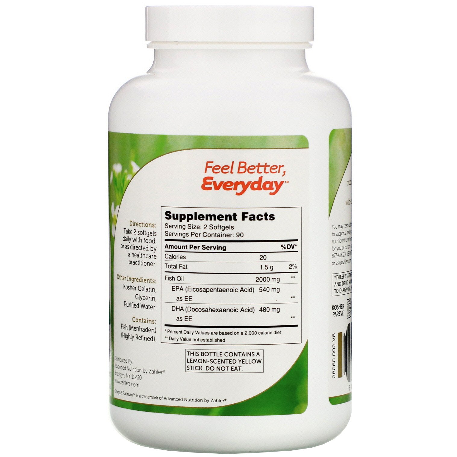 Comprar Zahler, Omega 3 Platinum, Óleo de Peixe Ômega 3 Avançado, 2.000 mg, 180 Cápsulas Softgel - Imagem 2