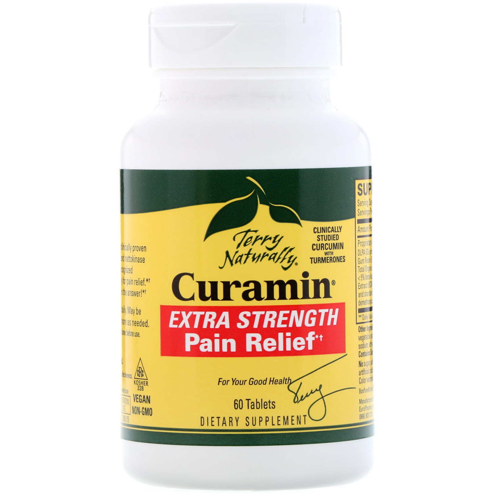 Comprar EuroPharma, Terry Naturally, Curamina, alívio da dor de força extra, 60 comprimidos - Imagem 3
