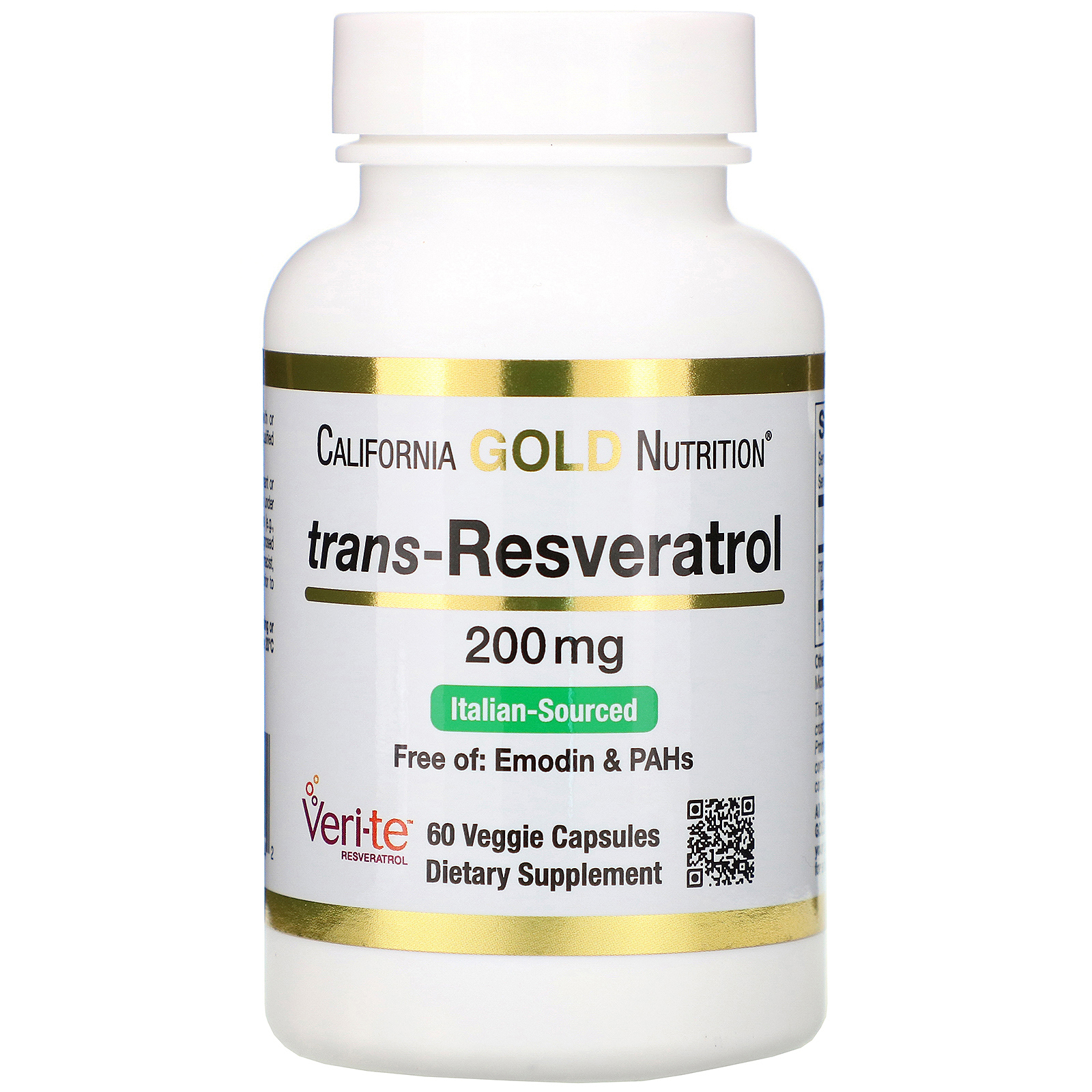 Comprar California Gold Nutrition, Resveratrol, 98% Trans-Resveratrol, 200 mg, 60 Cápsulas Vegetais