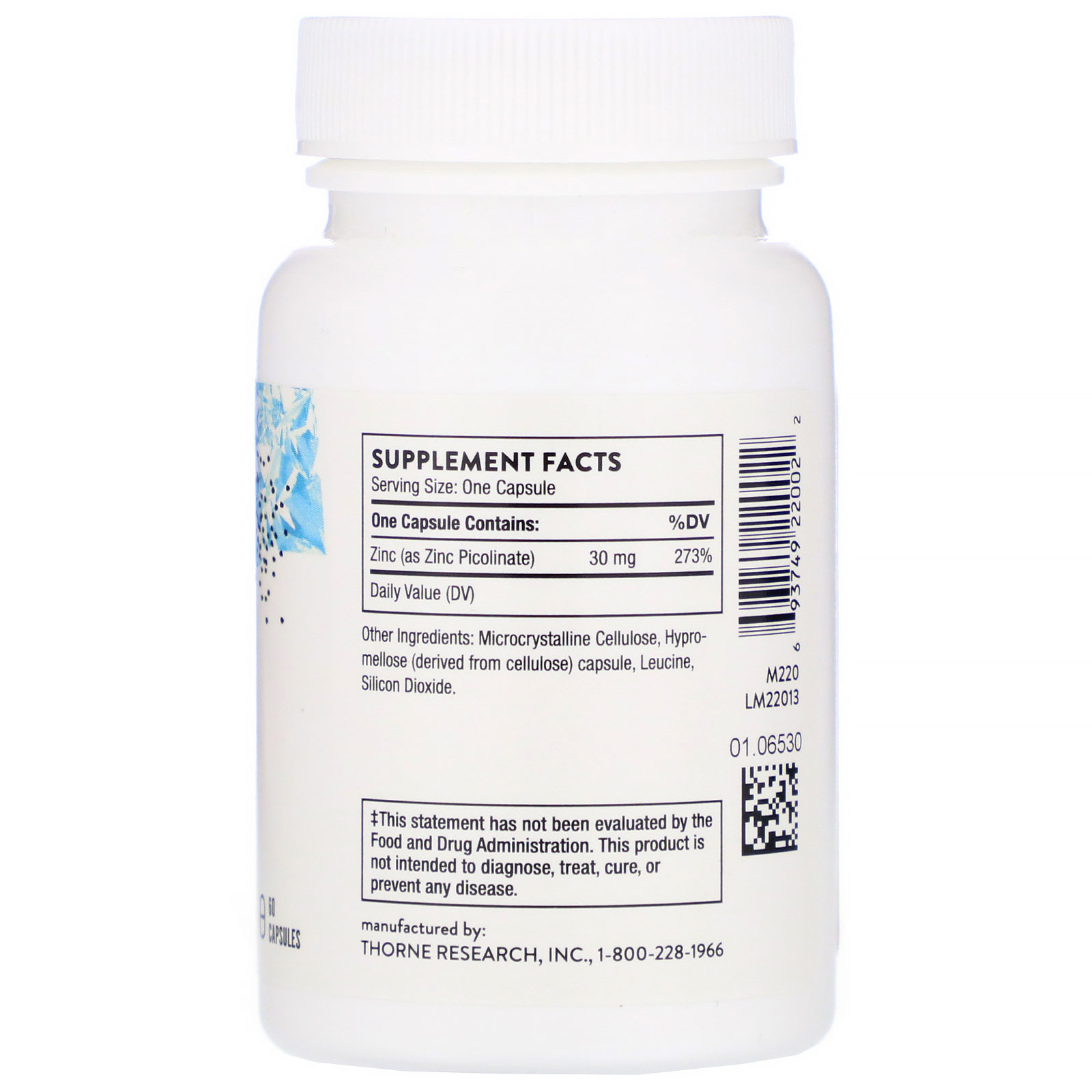 Comprar Thorne Research, Picolinato de Zinco, 30 mg, 60 Cápsulas - Imagem 2