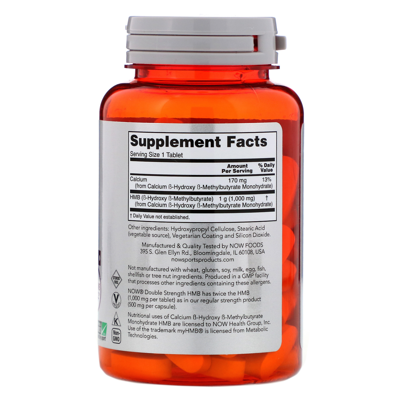 Comprar Now Foods, HMB, Força Dupla, 1.000 mg, 90 Comprimidos - Imagem 2