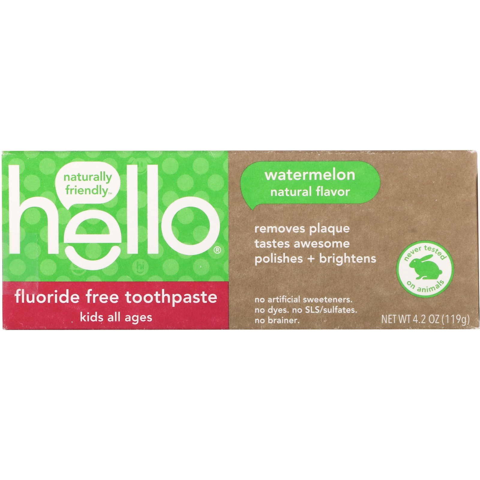 Comprar Hello, Crianças, Creme Dental sem Flúor, Melancia Natural, 4,2 oz (119 g)