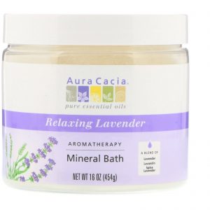Comprar Aura Cacia, Banho Mineral de Aromaterapia, Lavanda Relaxante, 16 oz (454 g)