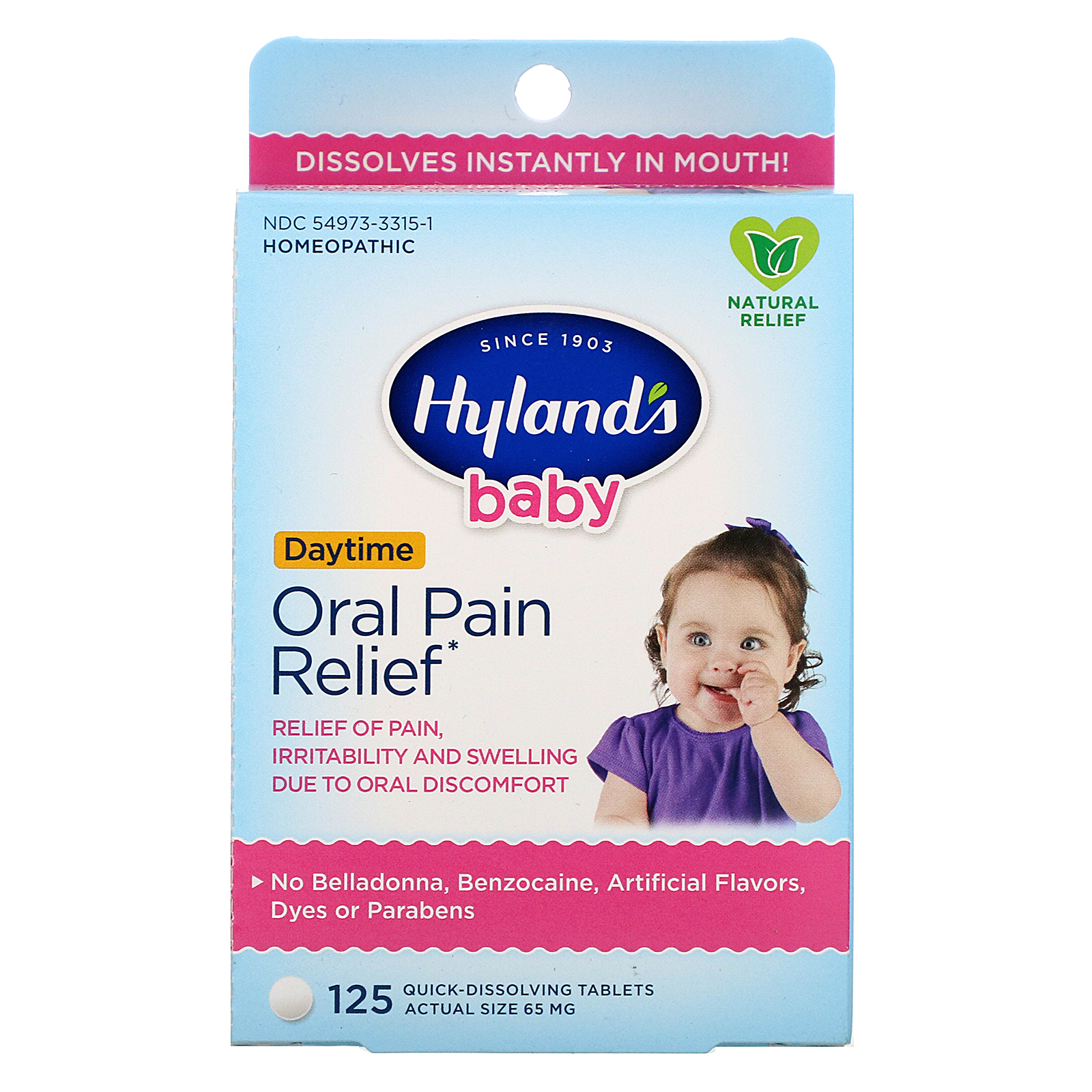 Comprar Hyland's, Baby, Oral Pain Relief Daytime, 125 Quick-Dissolving Tablets