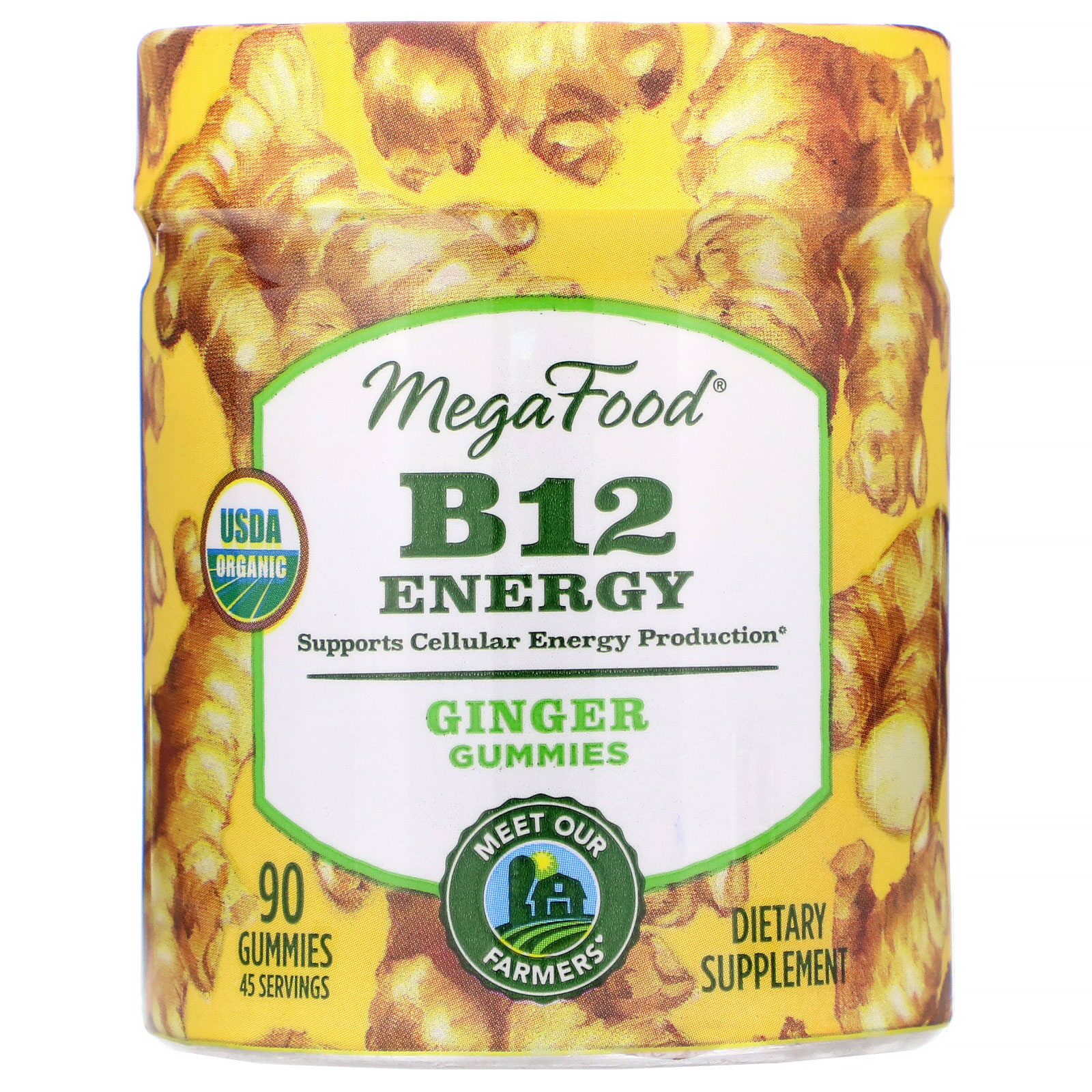 Comprar MegaFood, B12 Energy, Ginger, 90 Gummies
