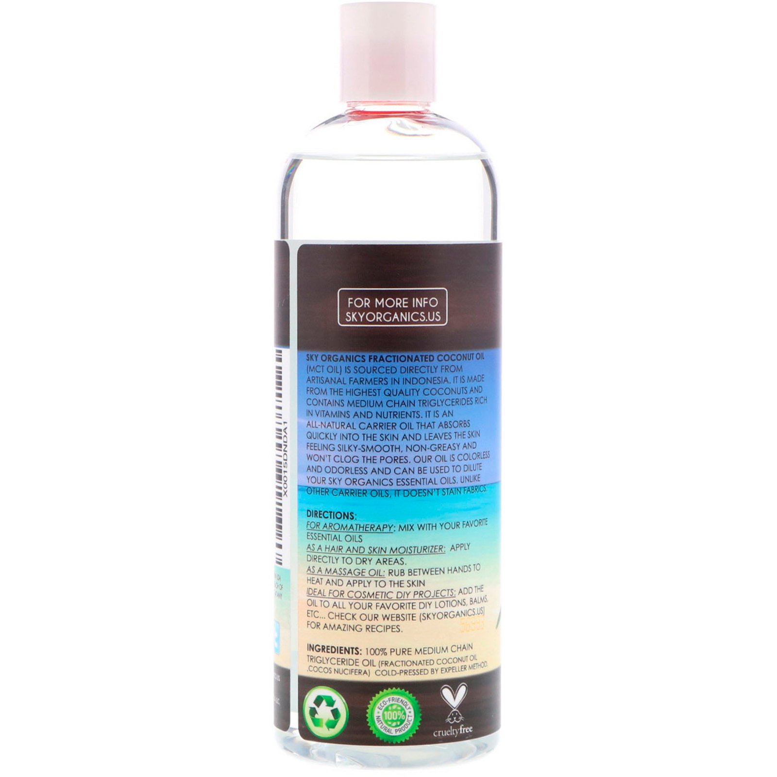 Comprar Sky Organics, Fractionated Coconut Oil, 100% Pure and Natural, 16 fl oz (473 ml) - Imagem 2