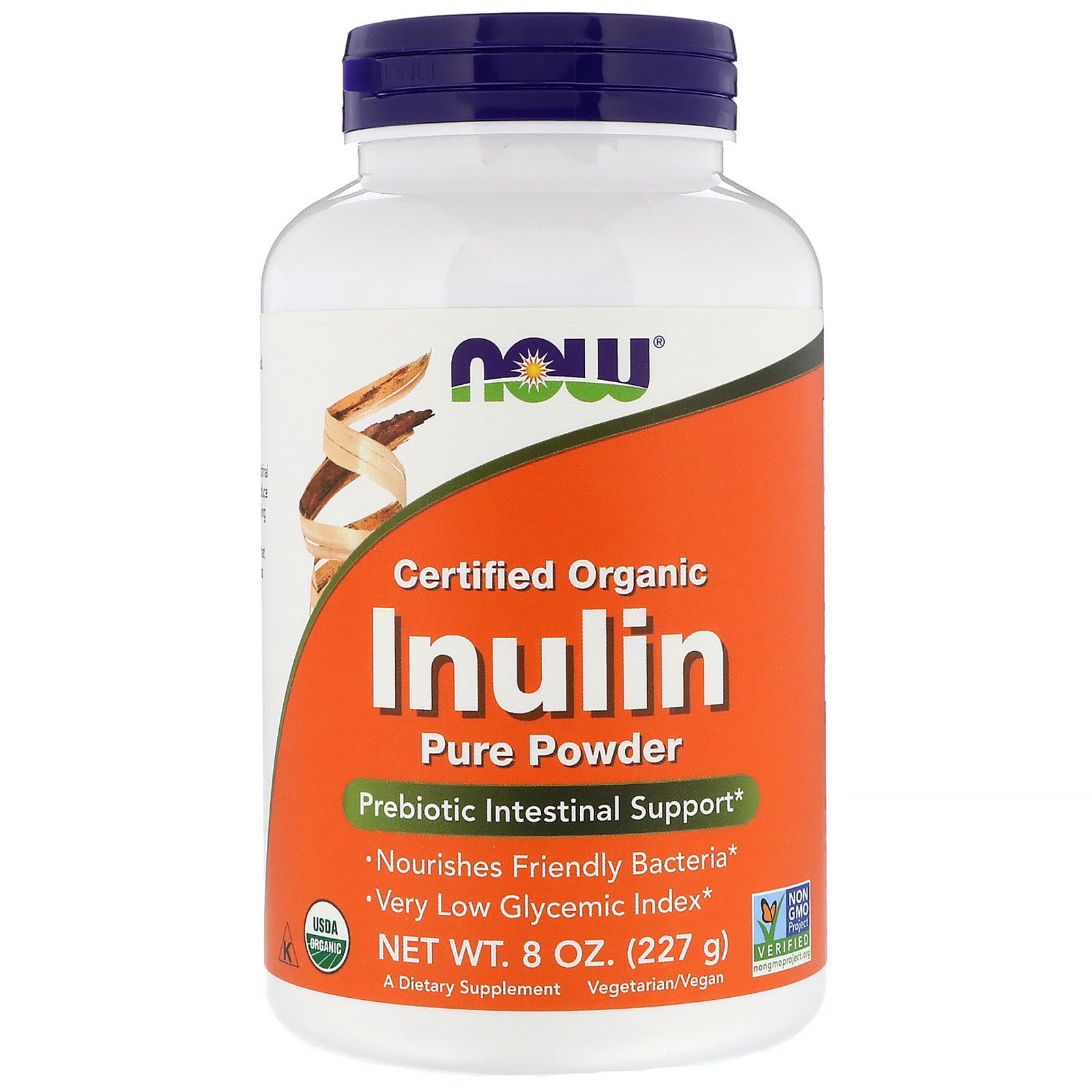 Comprar Now Foods, Inulina Com Certificação Orgânica, Prebiótico em Pó Puro, 227 g (8 oz)