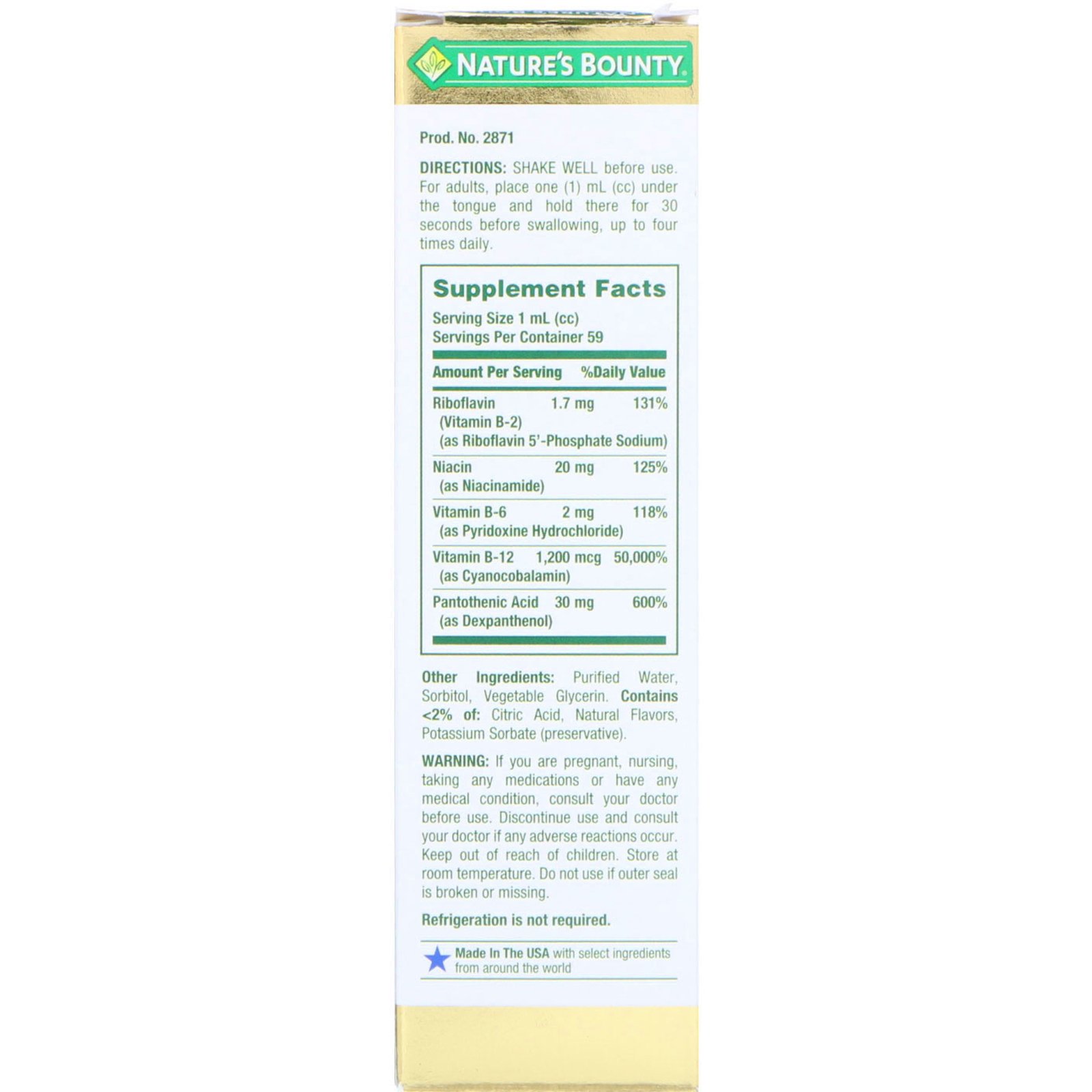 Comprar Nature's Bounty, Complexo B, líquido sublingual, 2 fl oz (59 ml) - Imagem 2