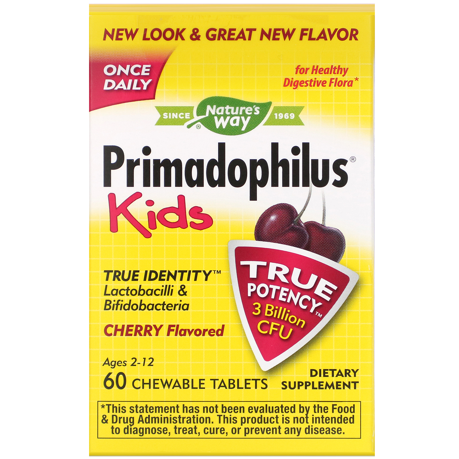Comprar Nature's Way, Primadophilus, Kids, Age 2-12, Cherry Flavored, 60 Chewable Tablets - Imagem 2