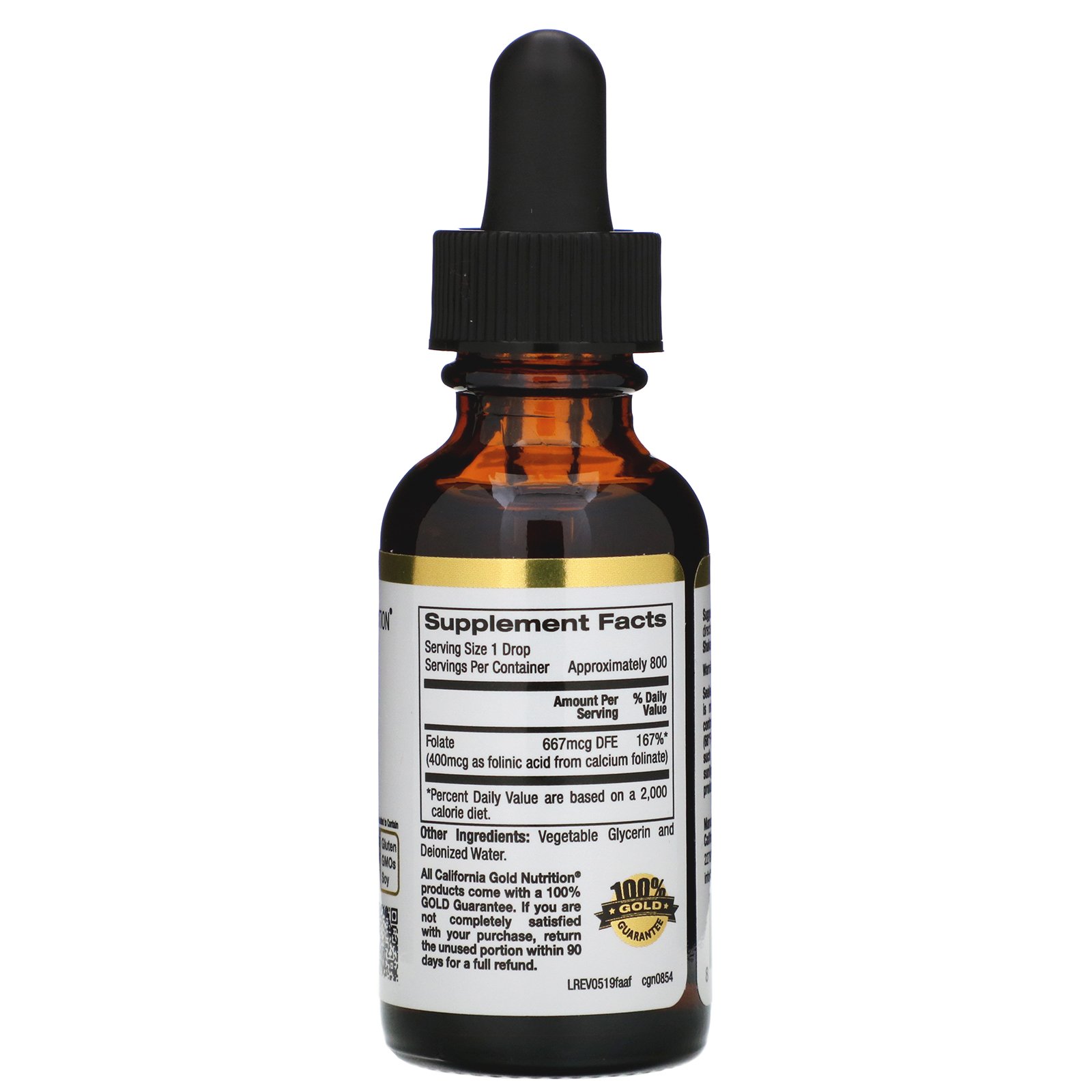 Comprar California Gold Nutrition, Ácido Folínico, Sem Álcool, 1 fl oz (30 ml) - Imagem 2