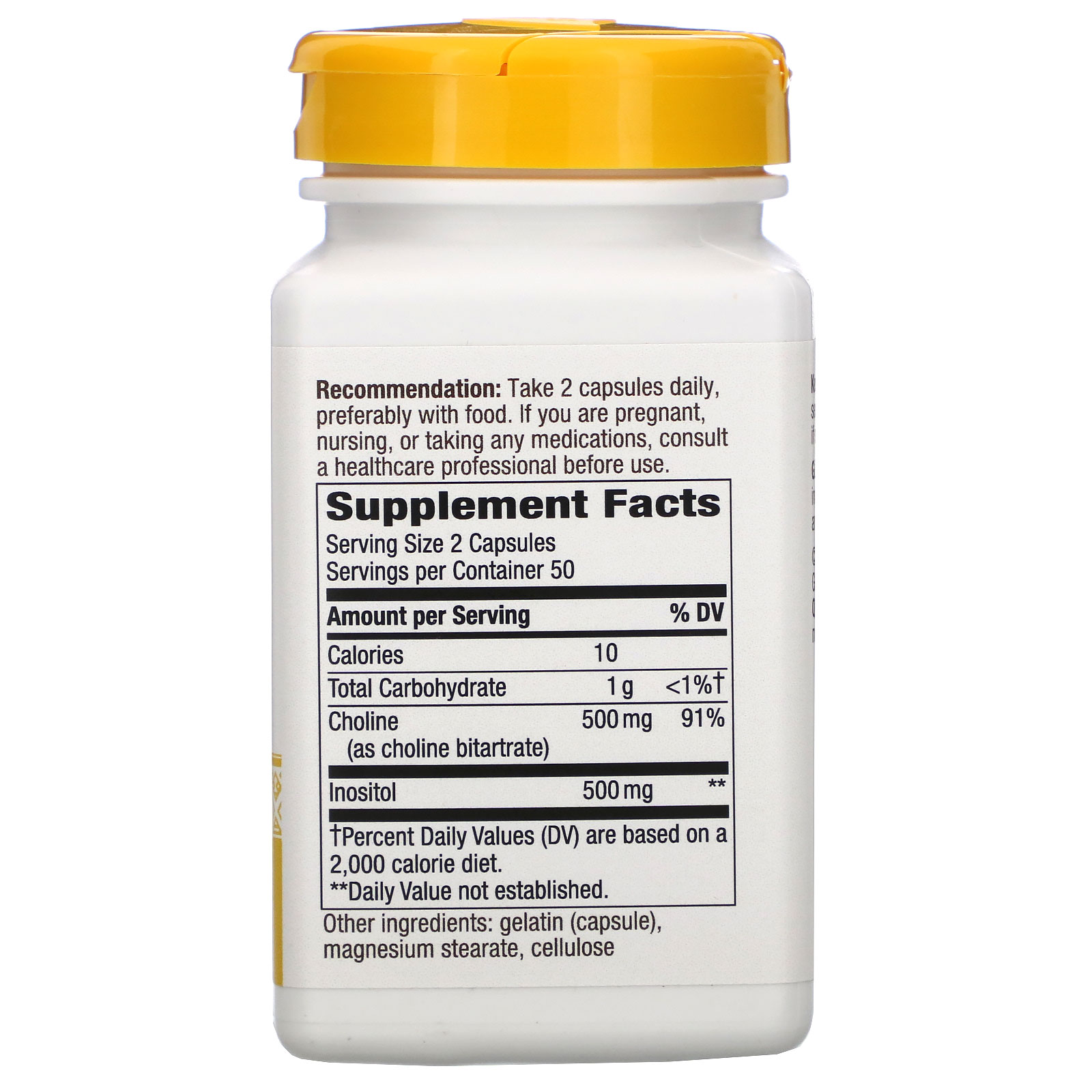 Comprar Nature's Way, Colina e Inositol, 500 mg, 100 Cápsulas - Imagem 2