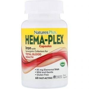 Comprar Nature's Plus, Cápsulas Hema-Plex, 60 Cápsulas Vegetais de Ação Rápida