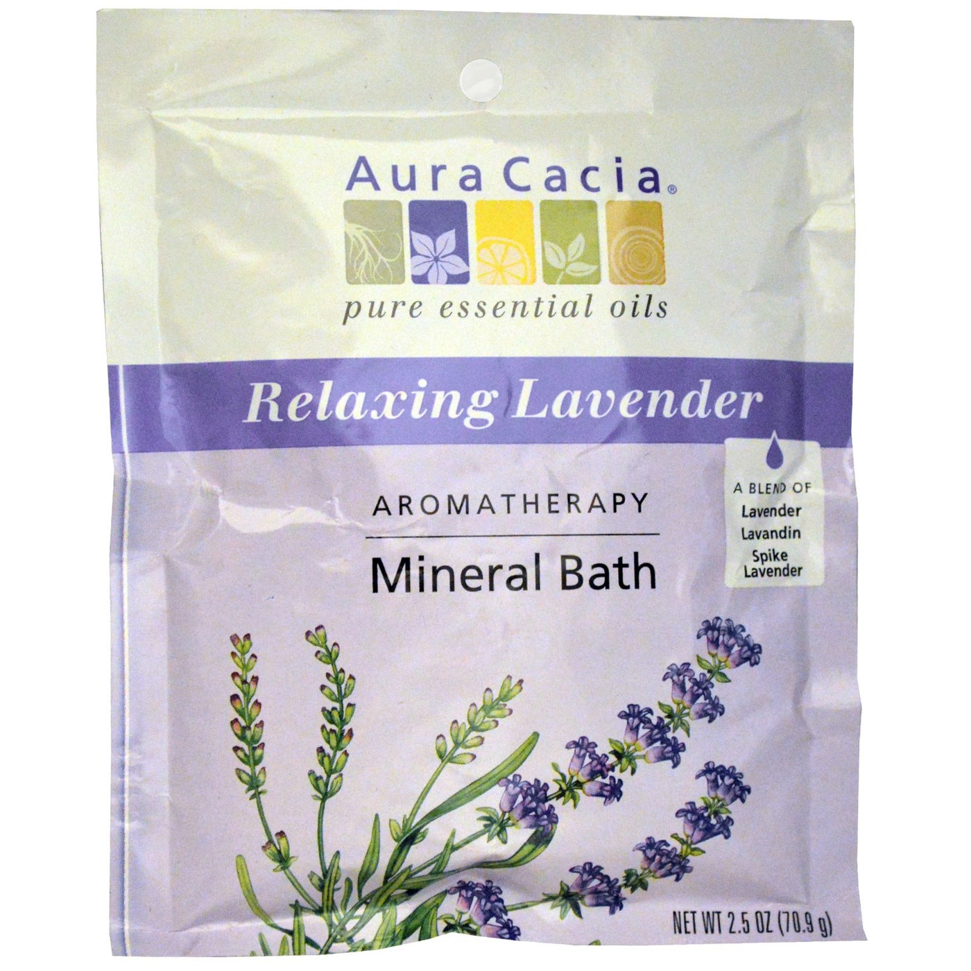 Comprar Aura Cacia, Sais Minerais de Banho, Lavanda Relaxante - 70.9 g (2,5 oz)