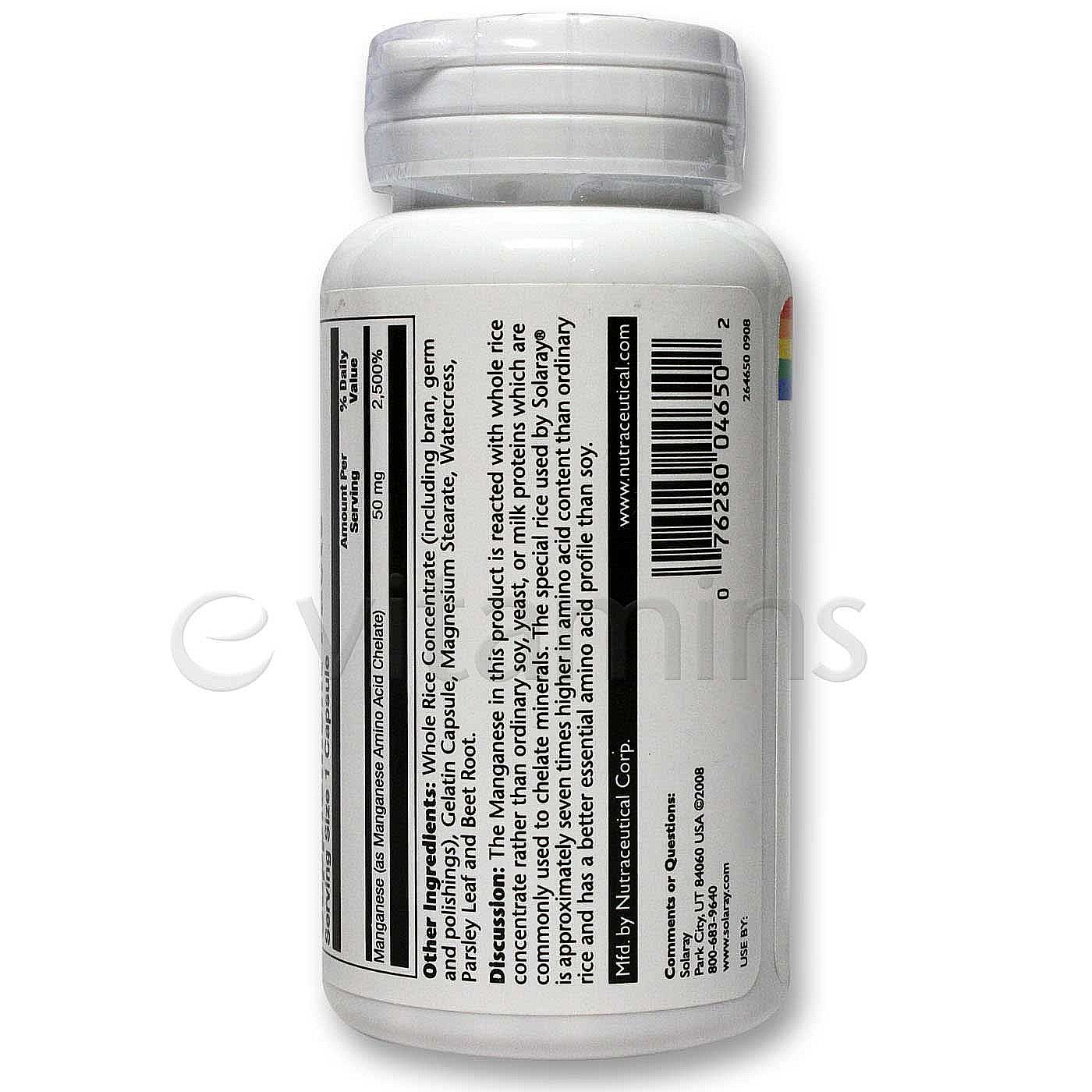 Comprar Solaray Manganês 50 mg 100 Cápsulas - Imagem 3