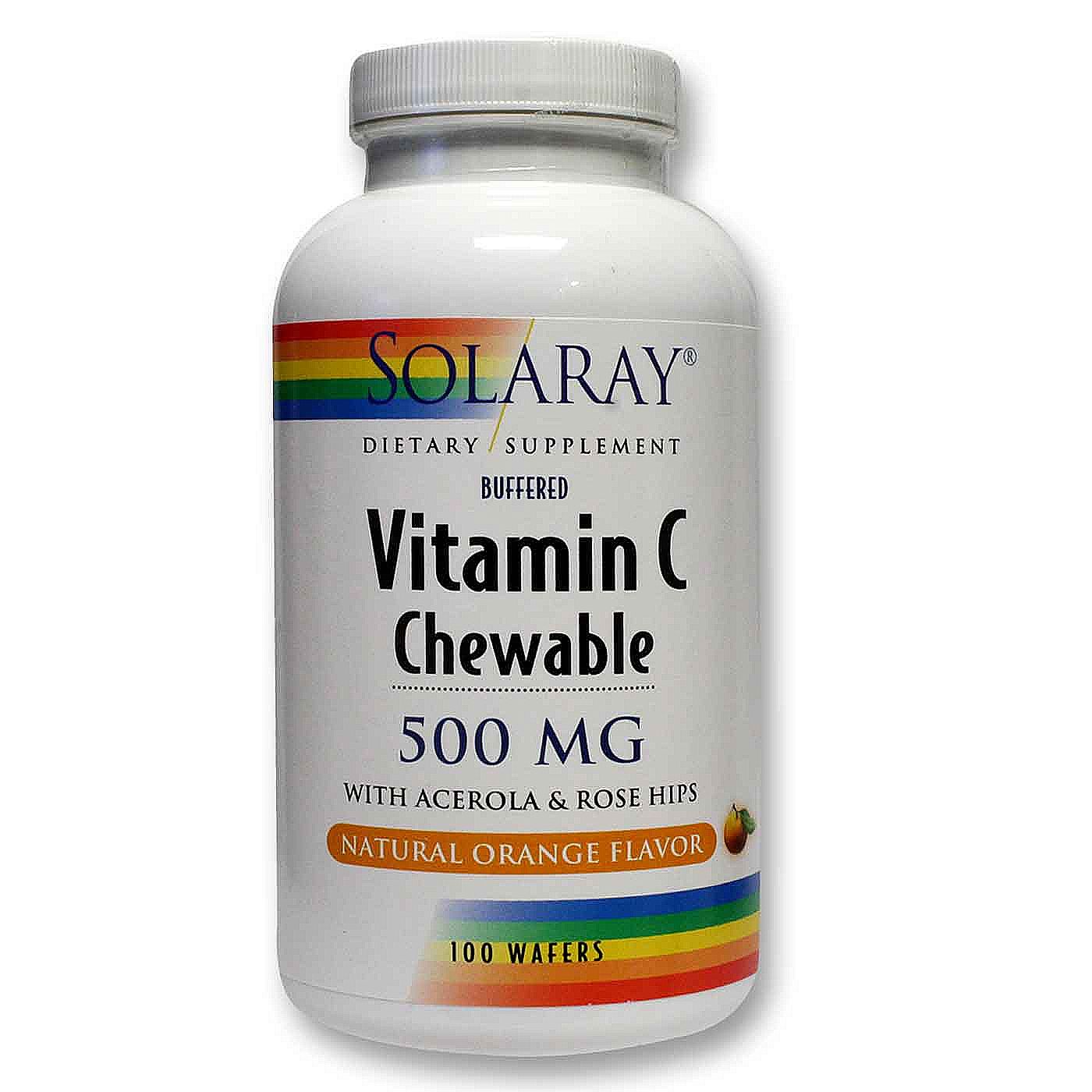 Comprar Solaray, A vitamina C mastigável - Sabor Laranja - 100 Bolachas/Wafers