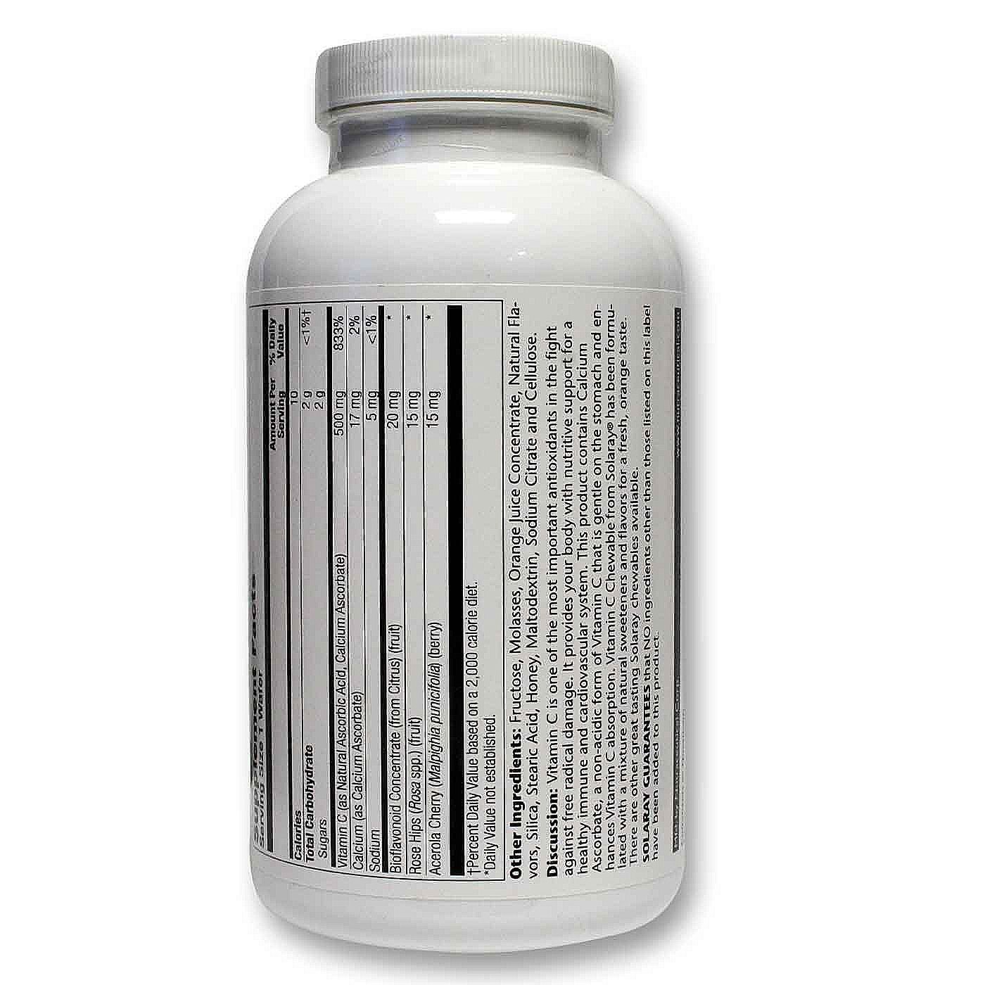 Comprar Solaray, A vitamina C mastigável - Sabor Laranja - 100 Bolachas/Wafers - Imagem 3