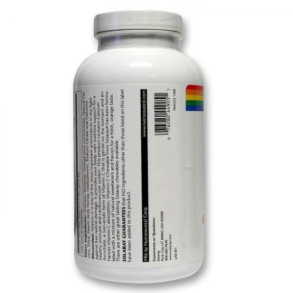 Comprar Solaray, A vitamina C mastigável - Sabor Laranja - 100 Bolachas/Wafers - Imagem 4