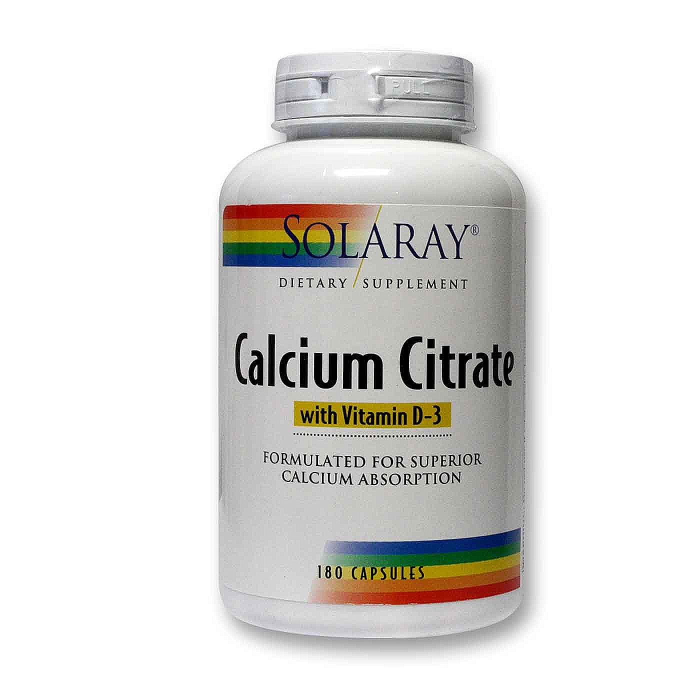 Comprar Solaray Citrato de cálcio com vitamina D 180 Cápsulas Vegetarianas