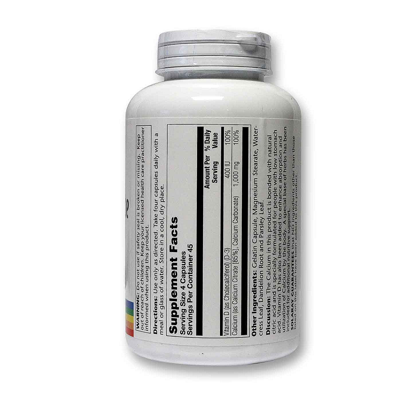 Comprar Solaray Citrato de cálcio com vitamina D 180 Cápsulas Vegetarianas - Imagem 2