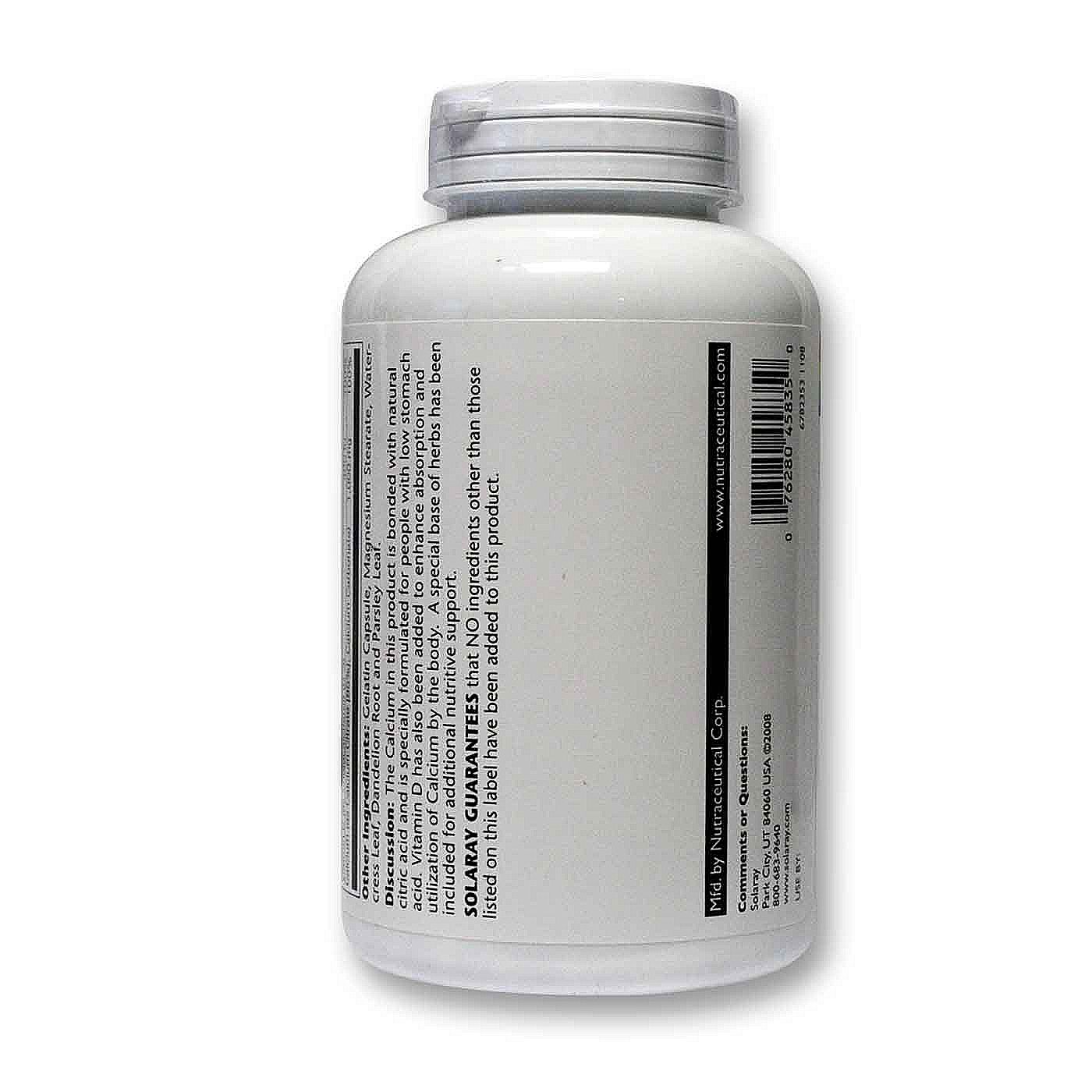 Comprar Solaray Citrato de cálcio com vitamina D 180 Cápsulas Vegetarianas - Imagem 3