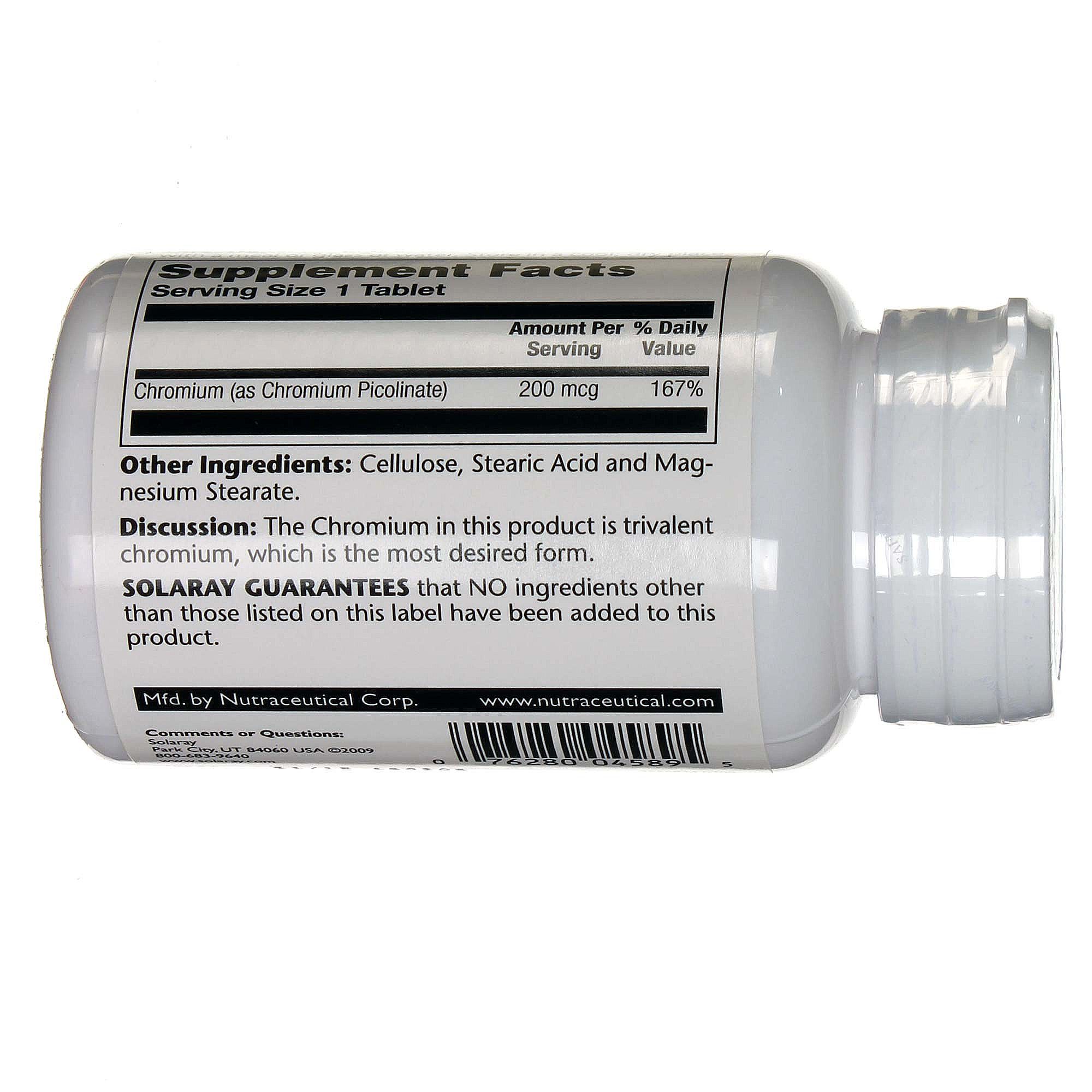 Comprar Solaray, Picolinato de Cromo 200 mcg - 100 Tabletes - Imagem 3