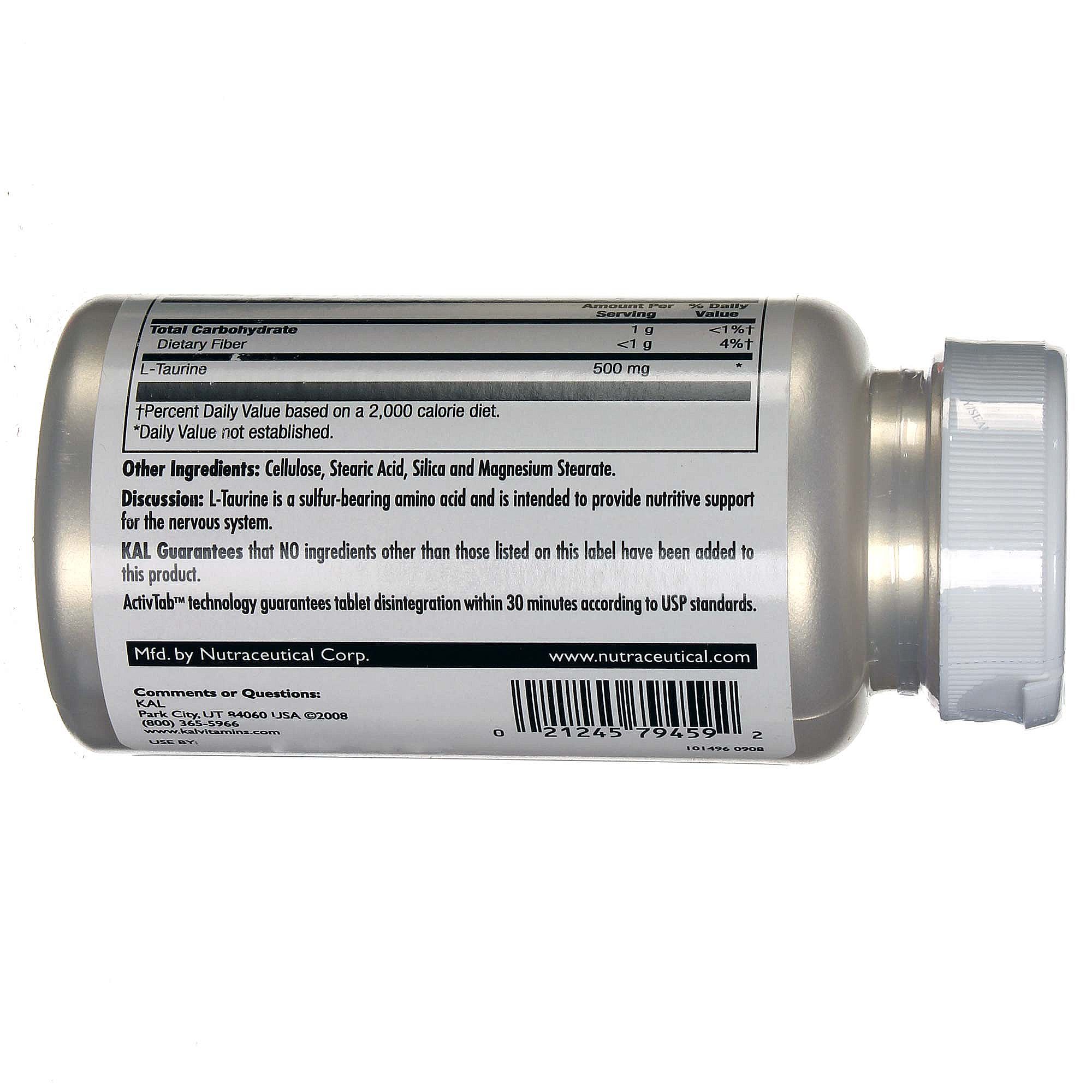 Comprar Kal, L-Taurina 500 mg - 60 Comprimidos - Imagem 3
