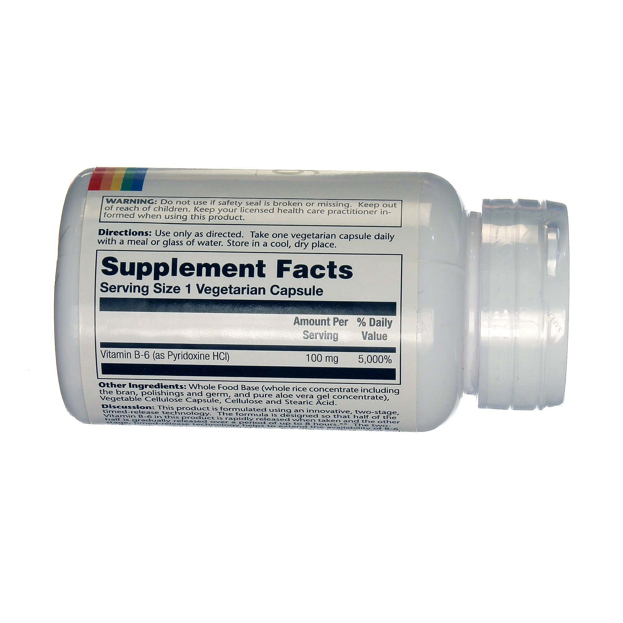 Comprar Solaray Dois Estágios B6 Timed-Release 100 mg 30 Cápsulas Vegetarianas - Imagem 2