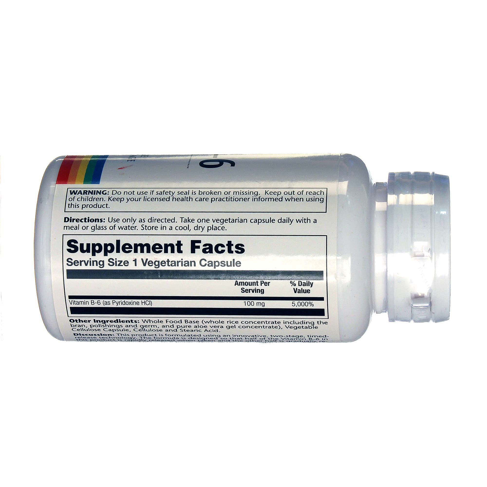Comprar Solaray Dois Estágios B6 Timed-Release 100 mg 60 Cápsulas Vegetarianas - Imagem 2