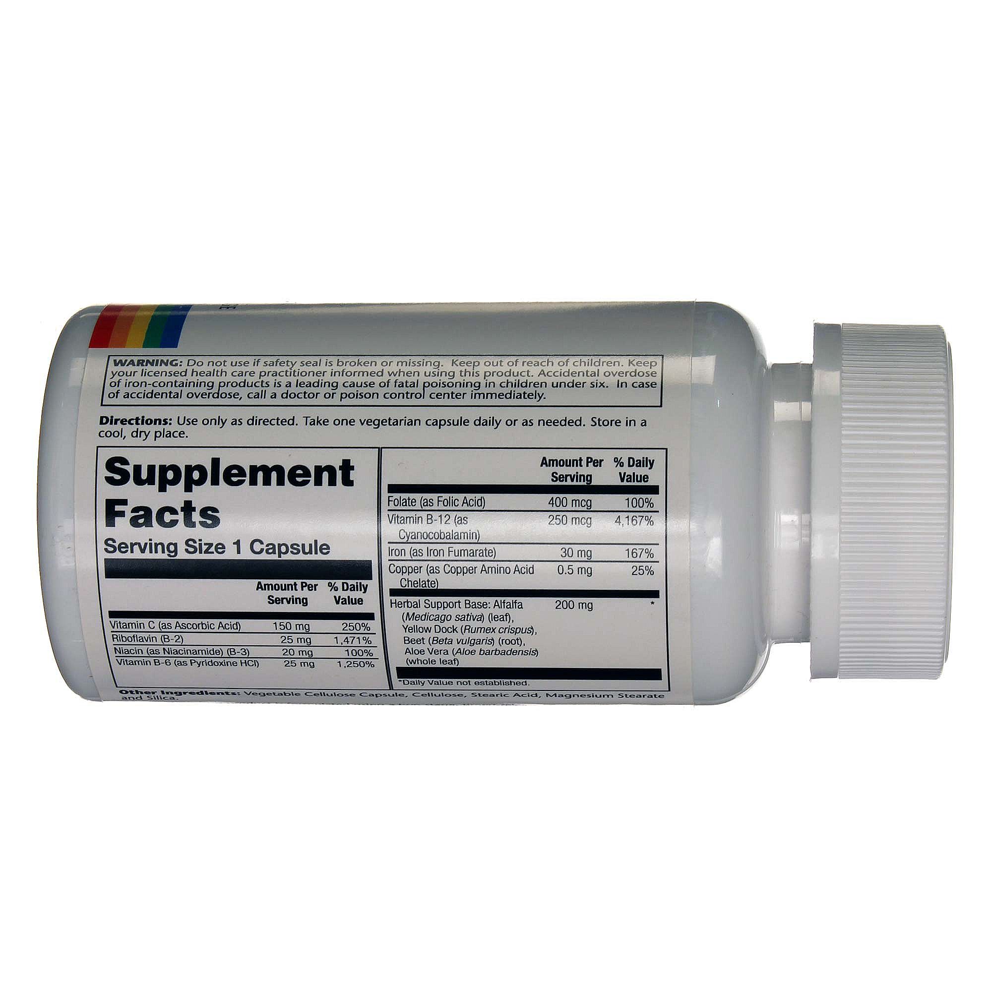 Comprar Solaray Super Bio-Plex 30 mg de ferro, dois estágios, Timed-Release 60 Cápsulas Vegetarianas - Imagem 2