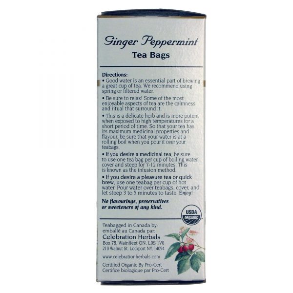 Comprar Celebration Herbals, Chá orgânico de hortelã-pimenta com gengibre - 24 Sacos de Chá - Imagem 4