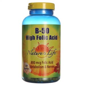 Comprar Nature's Life, B-50 Ácido Fólico Forte - 250 Cápsulas