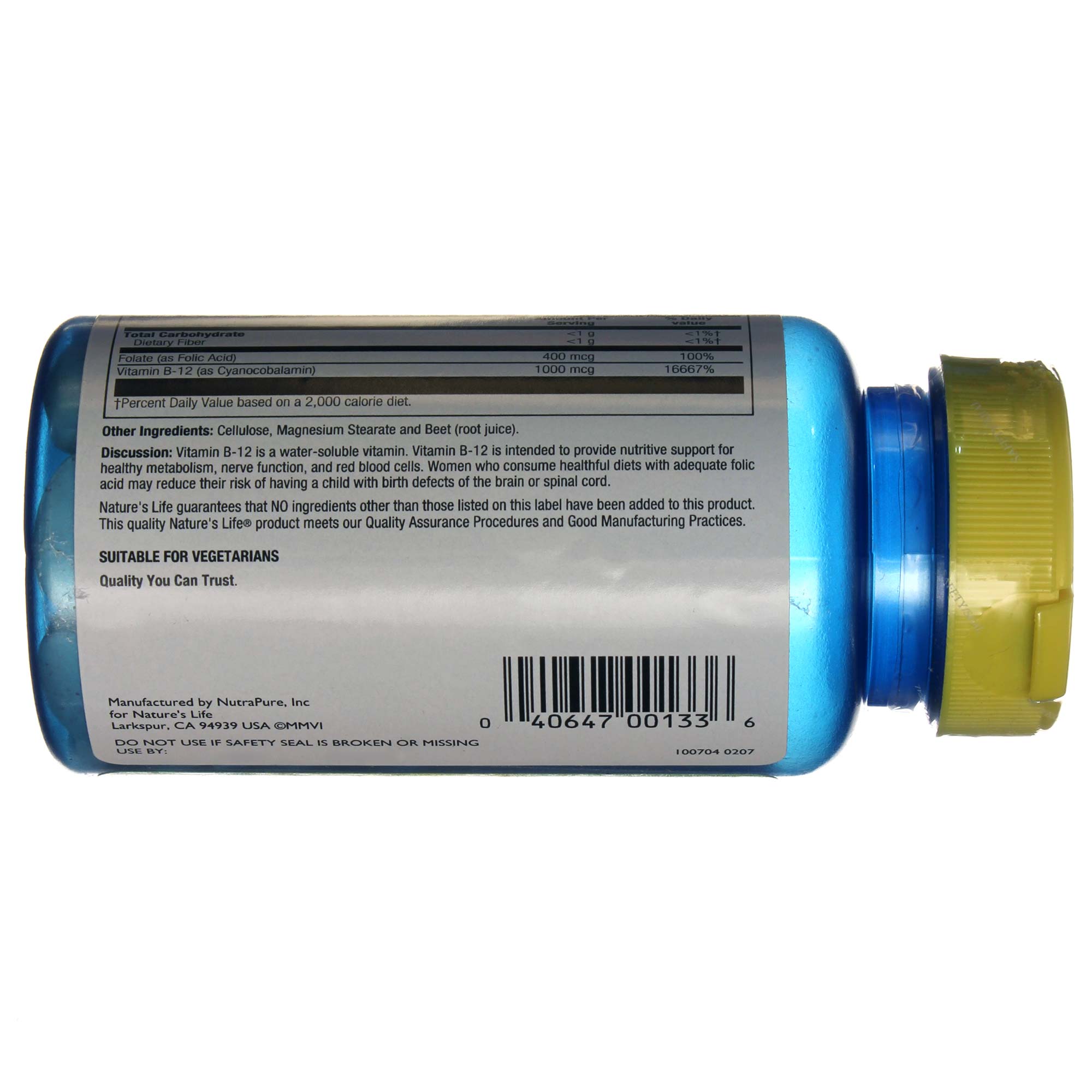 Comprar Nature's Life B-12 1000 mcg 100 Tabletes - Imagem 3