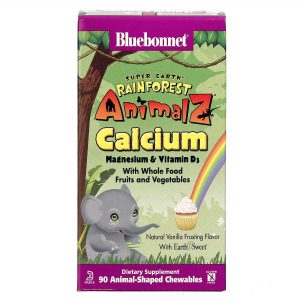 Comprar Bluebonnet Nutrition, Rainforest Animalz® Cálcio Vitamina D3 e Magnésio, Sabor Baunilha - 90 Pastilhas Mastigáveis