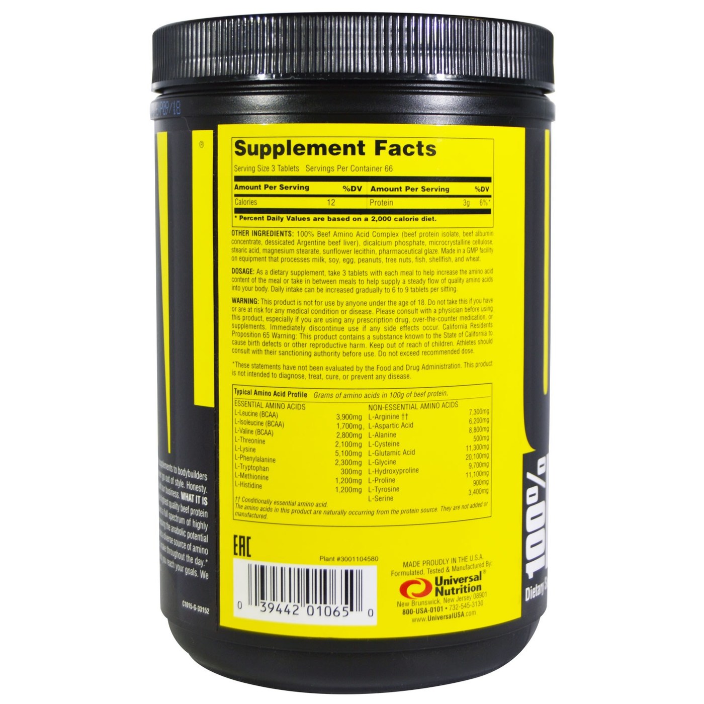 Comprar Universal Nutrition Beef Aminos 200 Tabletes - Imagem 2