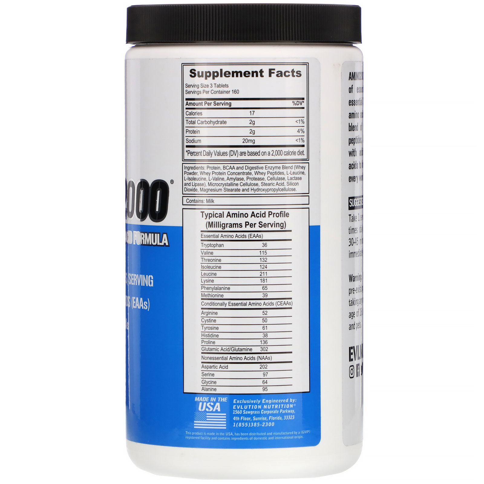 Comprar EVLution Nutrition, Amino2000, Full Spectrum Amino Acid Formula, 480 Tablets - Imagem 2