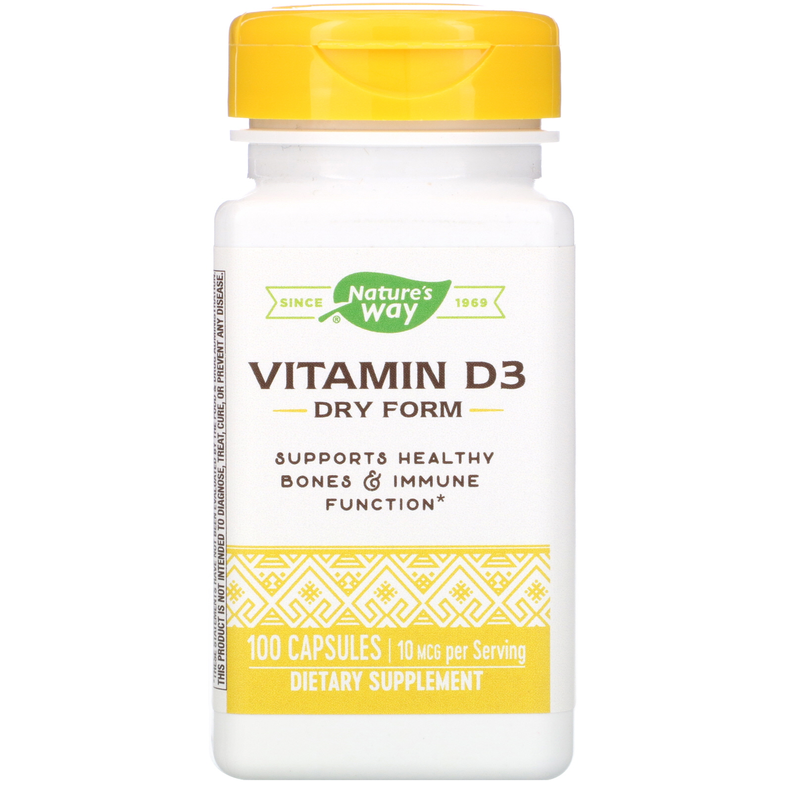 Comprar Nature's Way, Vitamin D3, Dry Form, 10 mcg, 100 Capsules