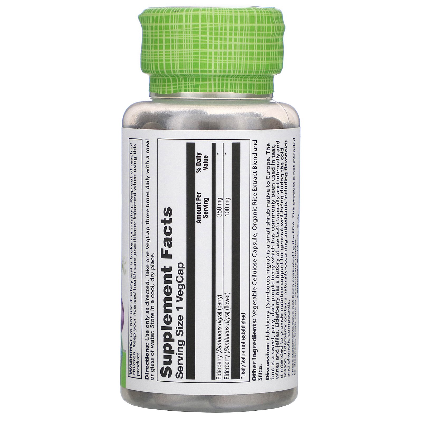 Comprar Solaray, Elderberry, 450 mg, 100 VegCaps - Imagem 2